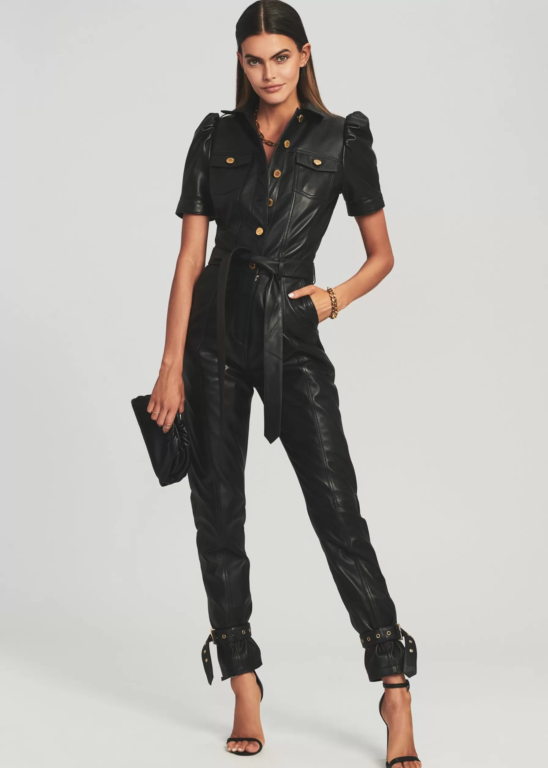 Retrofete Knox Leather Jumpsuit Black Outlet