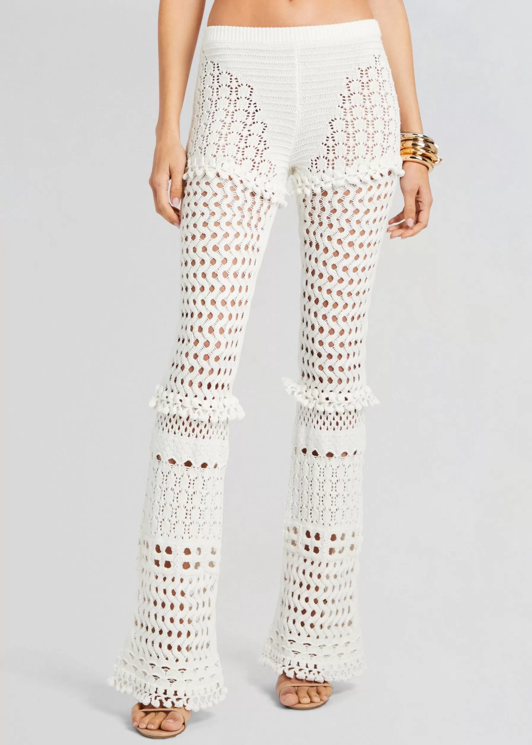 Retrofete Kyla Knit Crochet Pant Iridescent White Discount