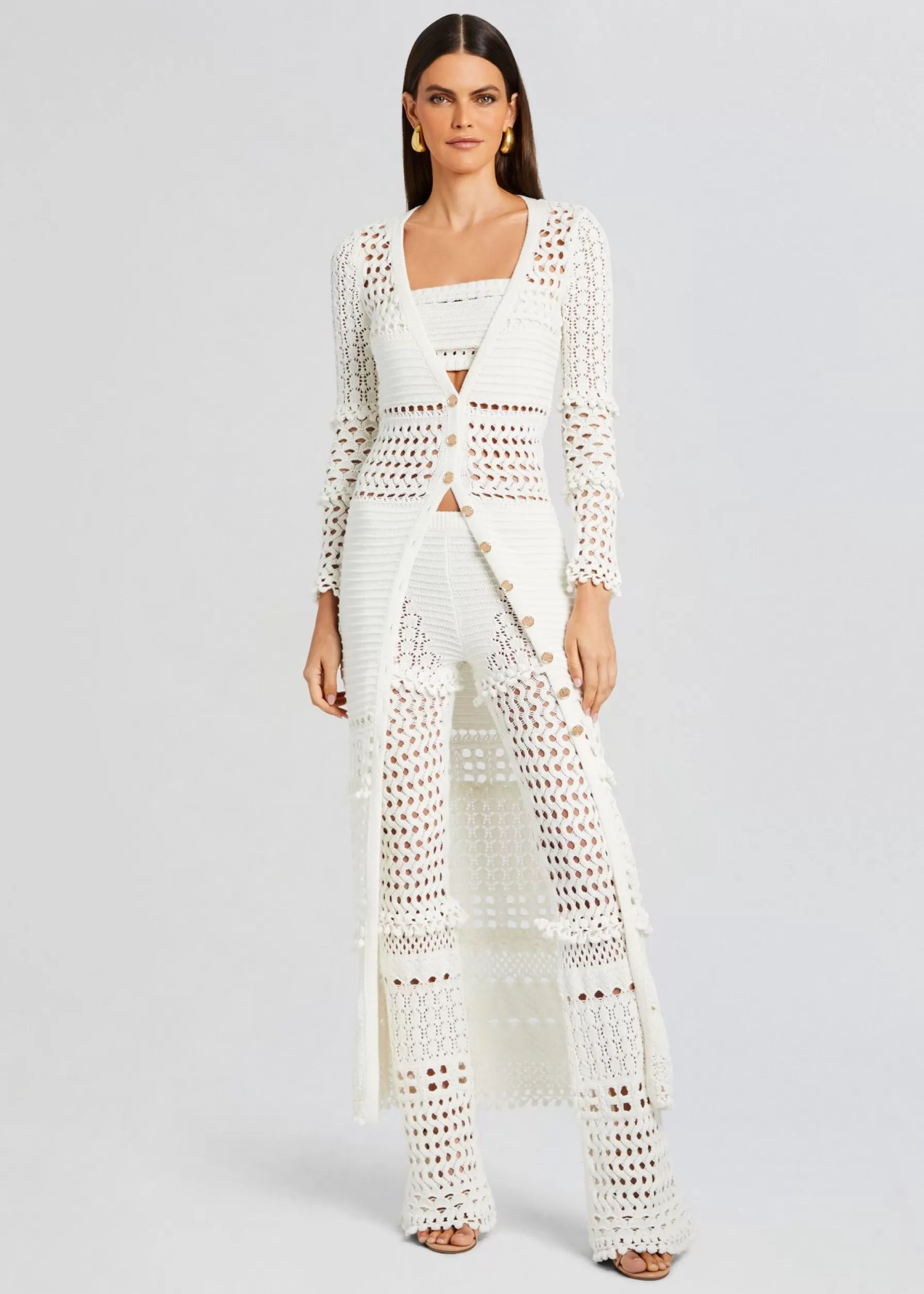 Retrofete Kyla Knit Crochet Pant Iridescent White Discount