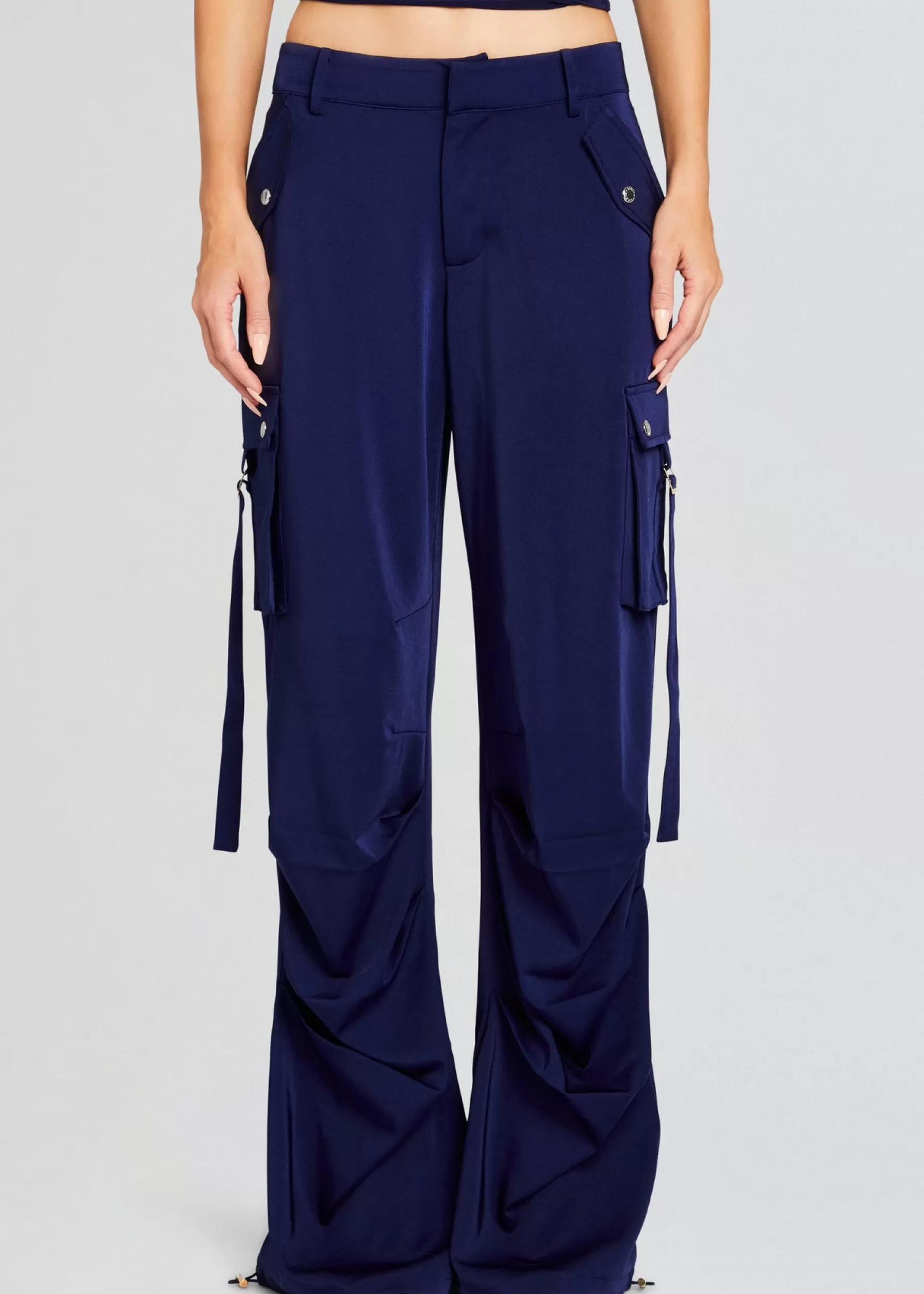 Retrofete Lai Satin Cargo Pant Navy Best