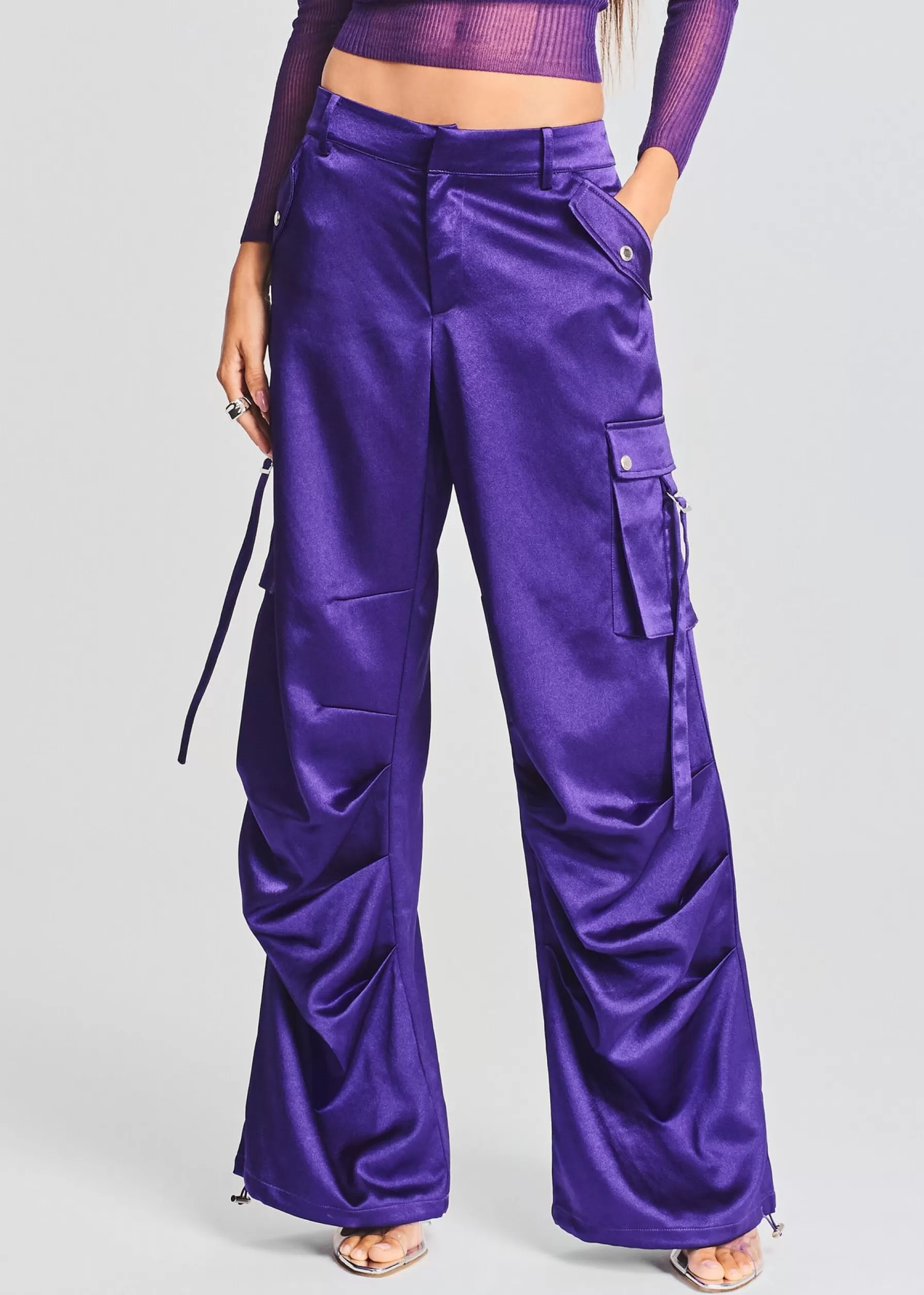 Retrofete Lai Satin Cargo Pant Violet Best Sale