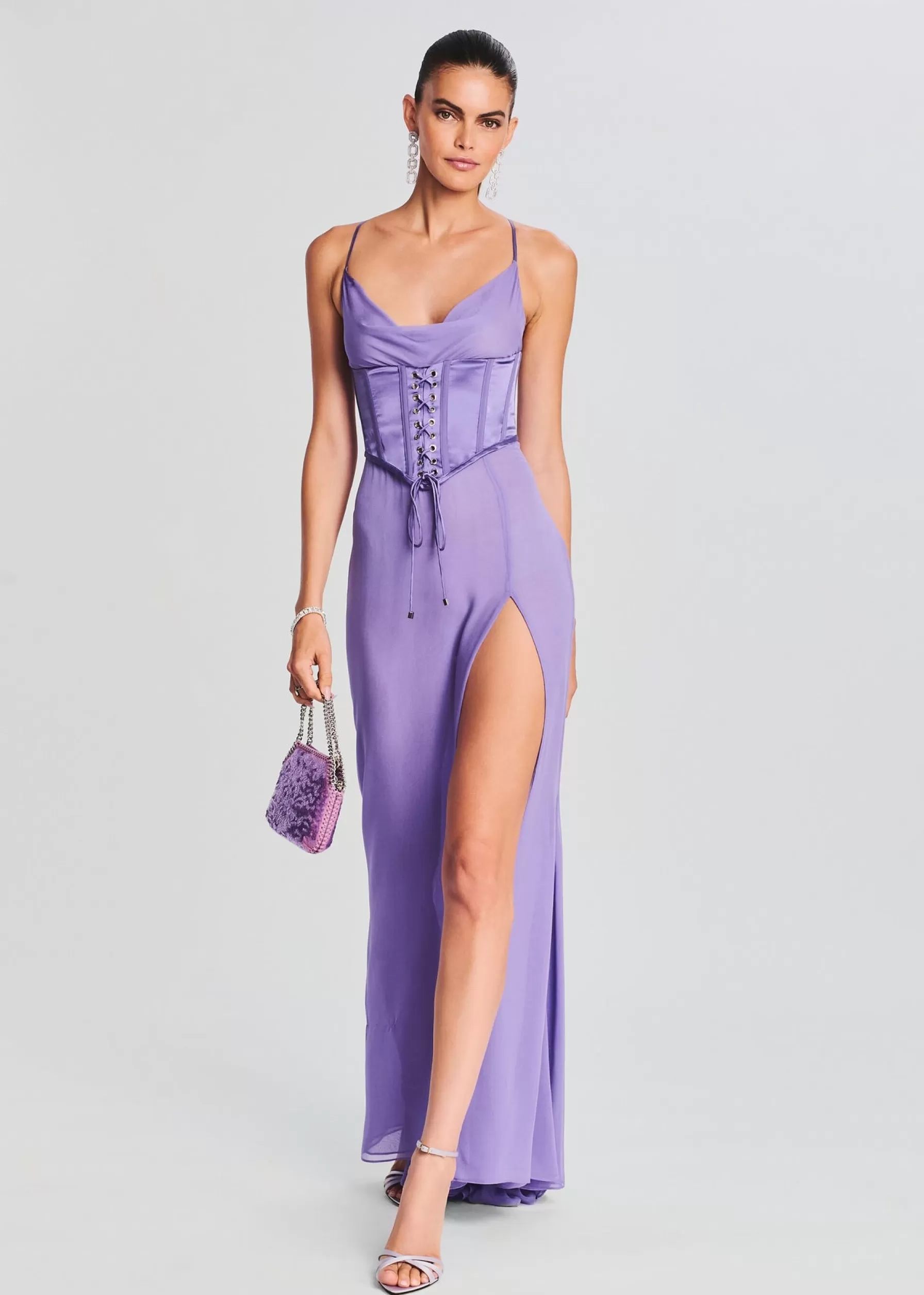 Retrofete Larissa Silk Corset Dress Dusty Lilac Cheap