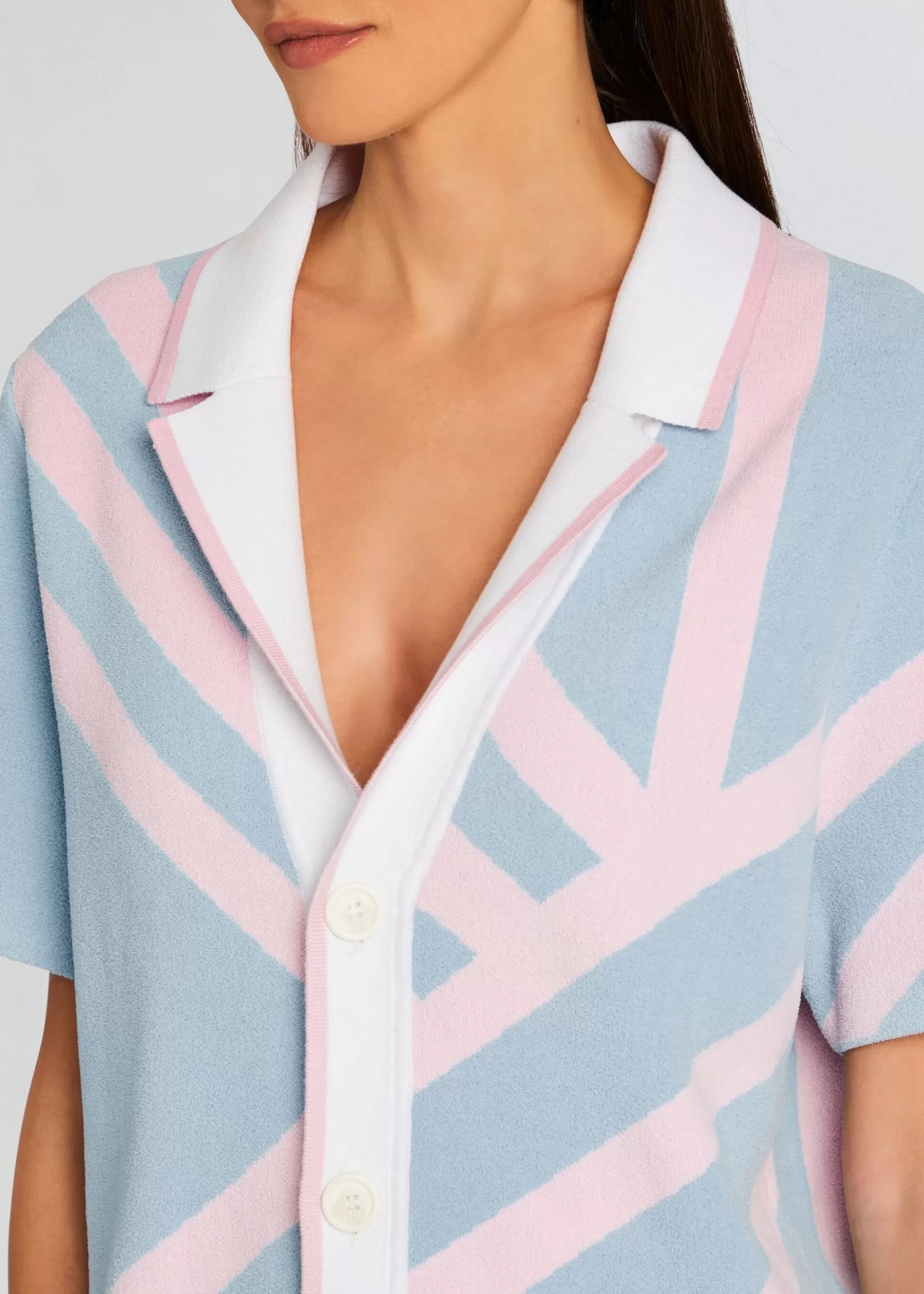 Retrofete Lei Shirt Jacquard Blue/Pink Hot