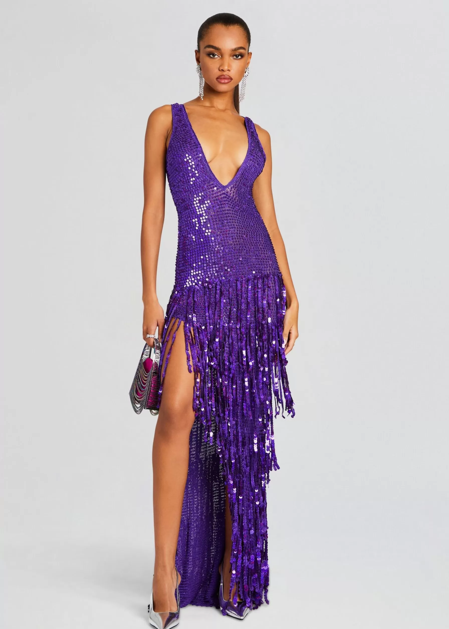 Retrofete Libra Sequin Crochet Dress Amethyst Best Sale