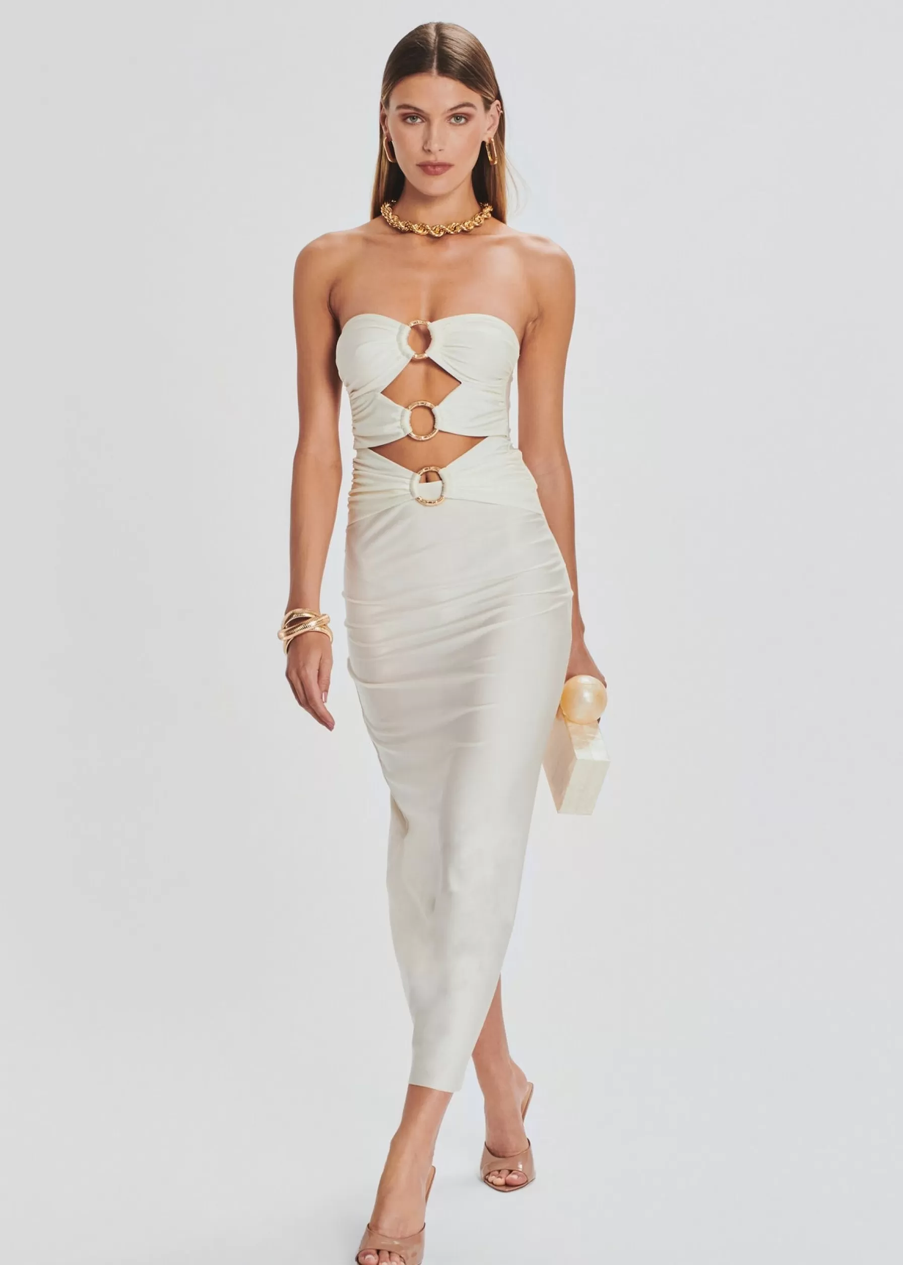 Retrofete Lily Lycra Maxi Dress Cream Hot