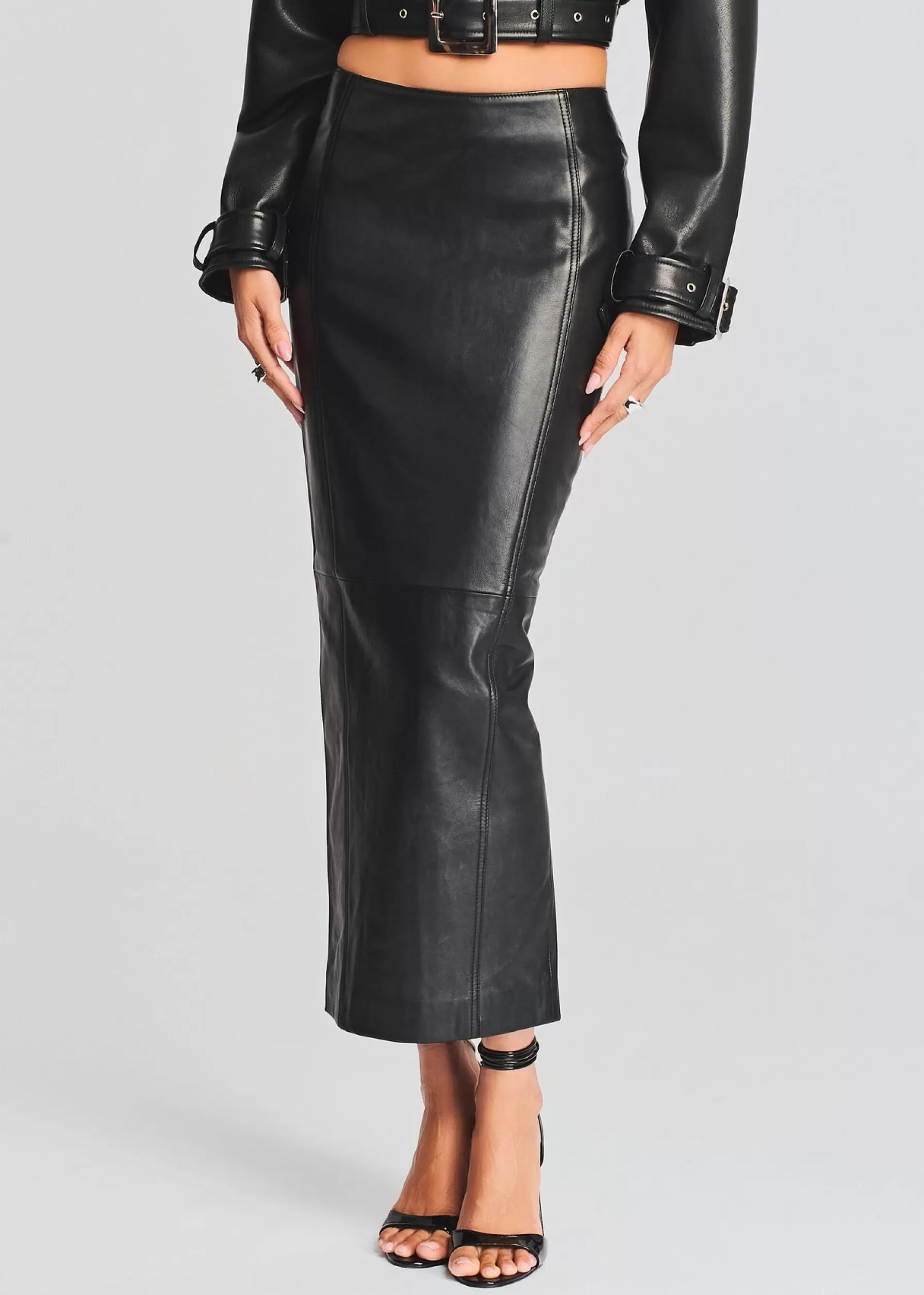 Retrofete Liza Leather Skirt Black Discount