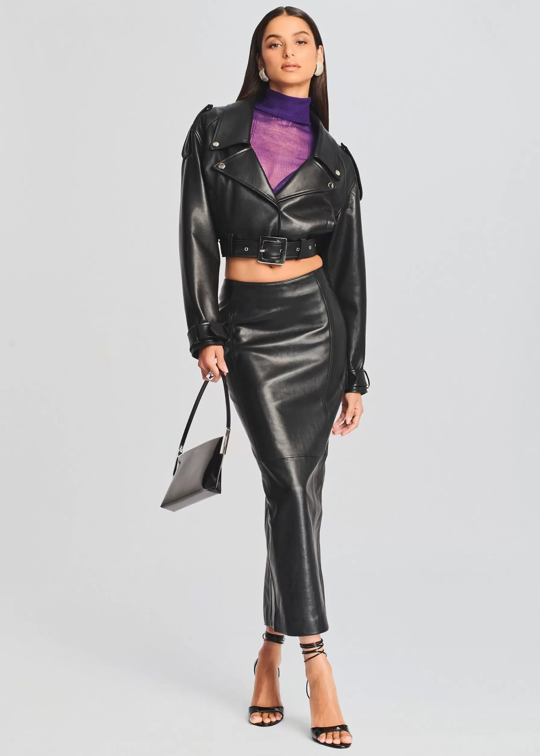 Retrofete Liza Leather Skirt Black Discount