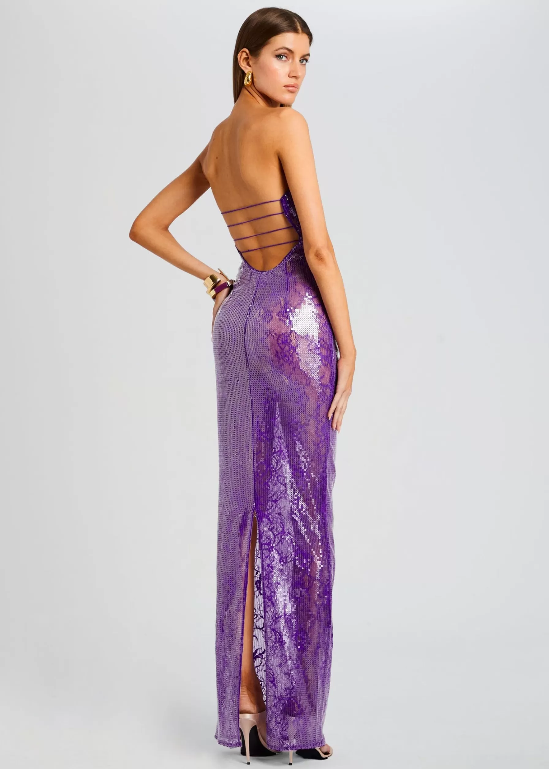 Retrofete Lucia Sequin Lace Dress Amethyst Hot