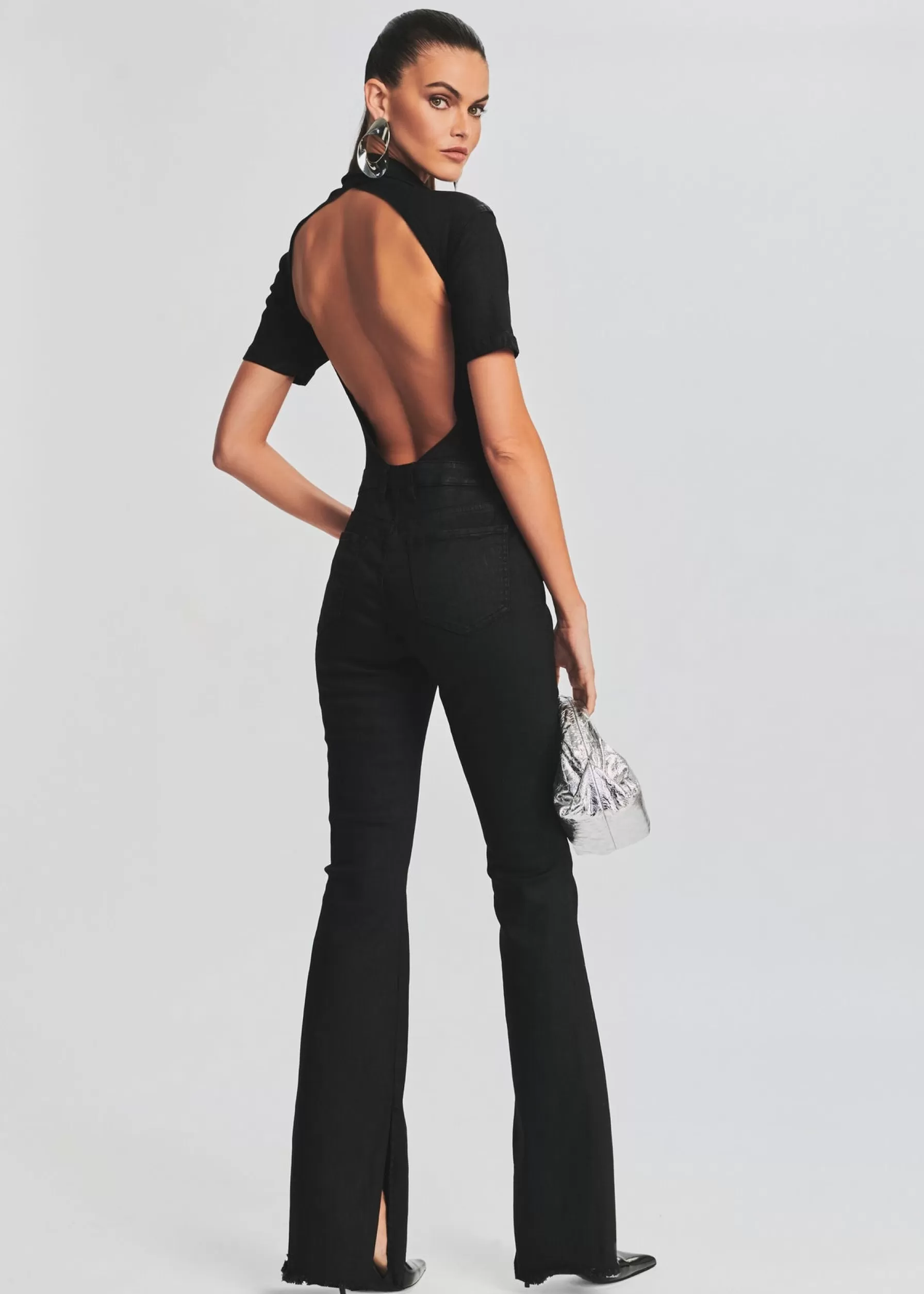 Retrofete Lyla Coated Denim Jumpsuit Waxed Black Sale