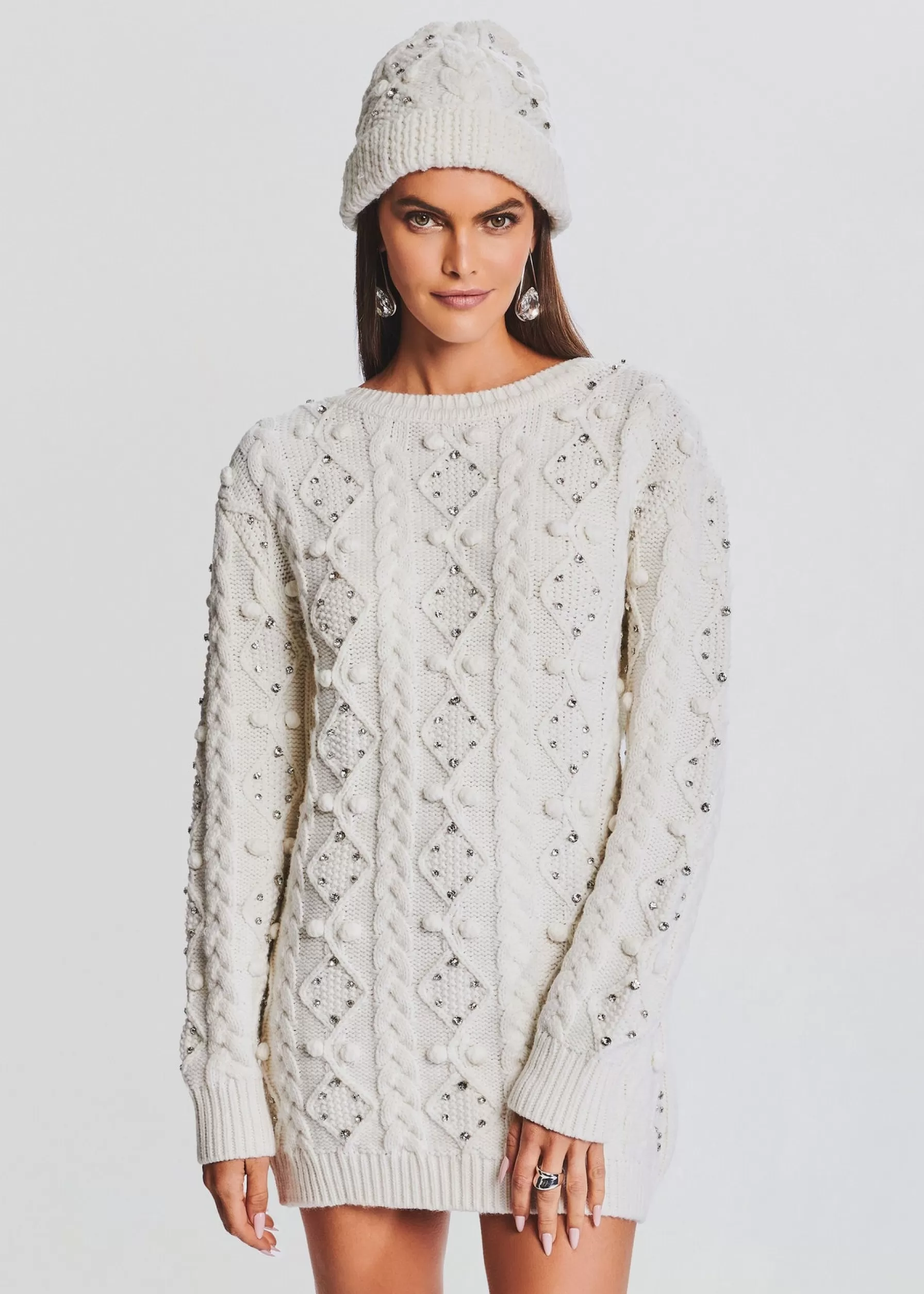 Retrofete Maple Embellished Sweater Dress Ivory Fashion