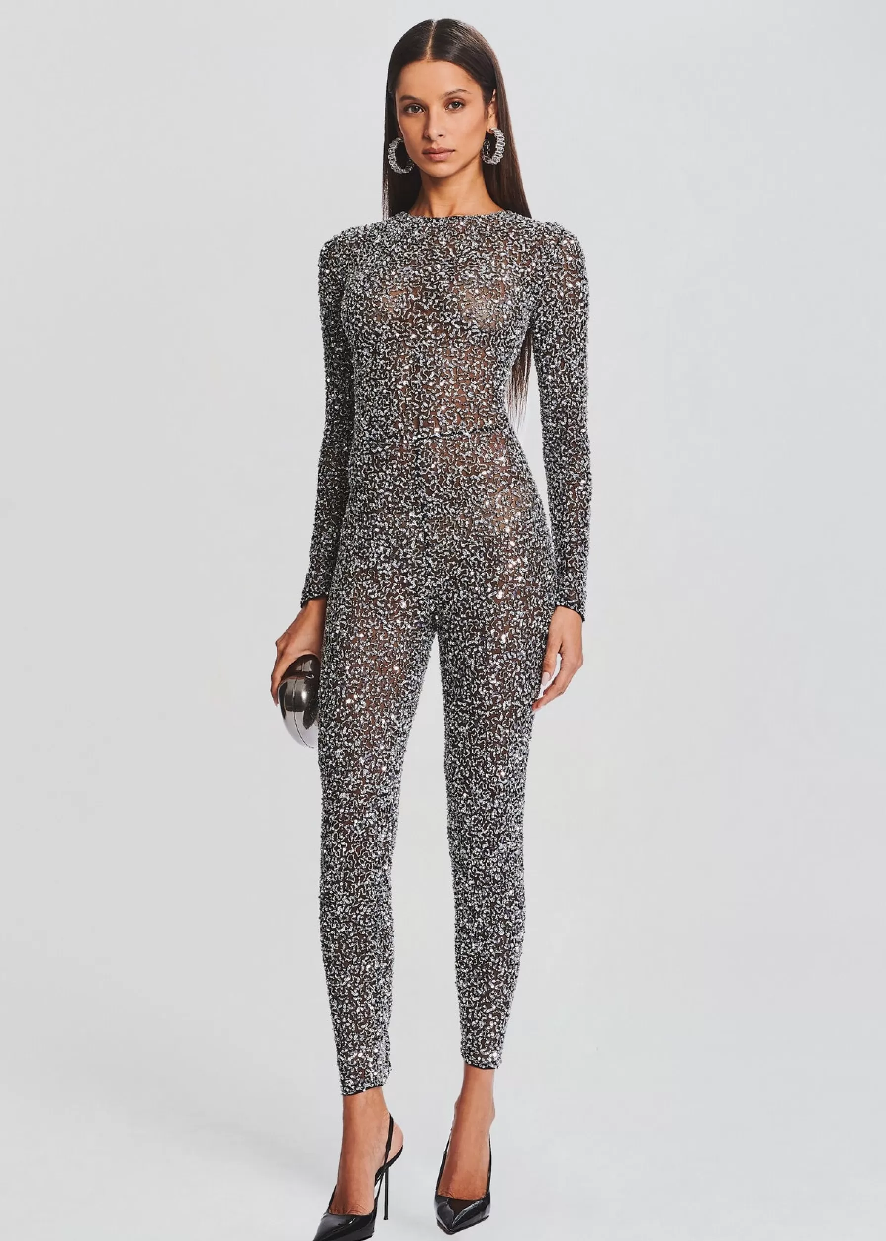 Retrofete Marcel Sequin Jumpsuit Black/Silver Shop