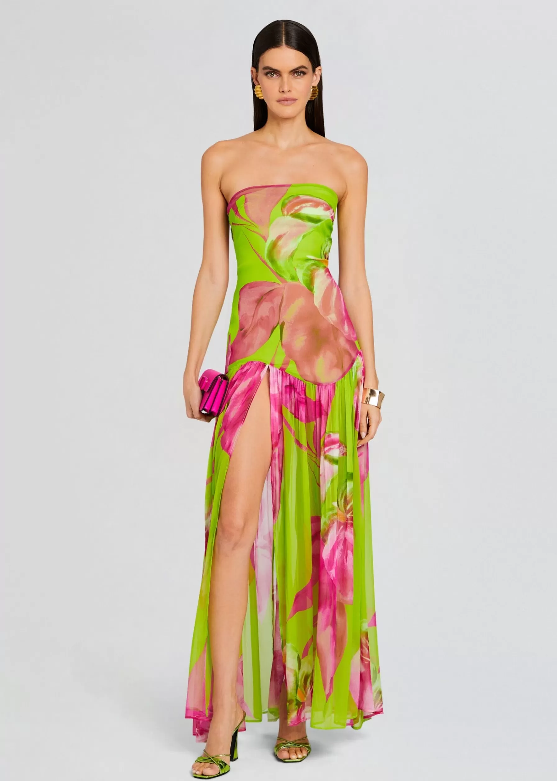 Retrofete Marisol Silk Dress Lime Anthurium Best