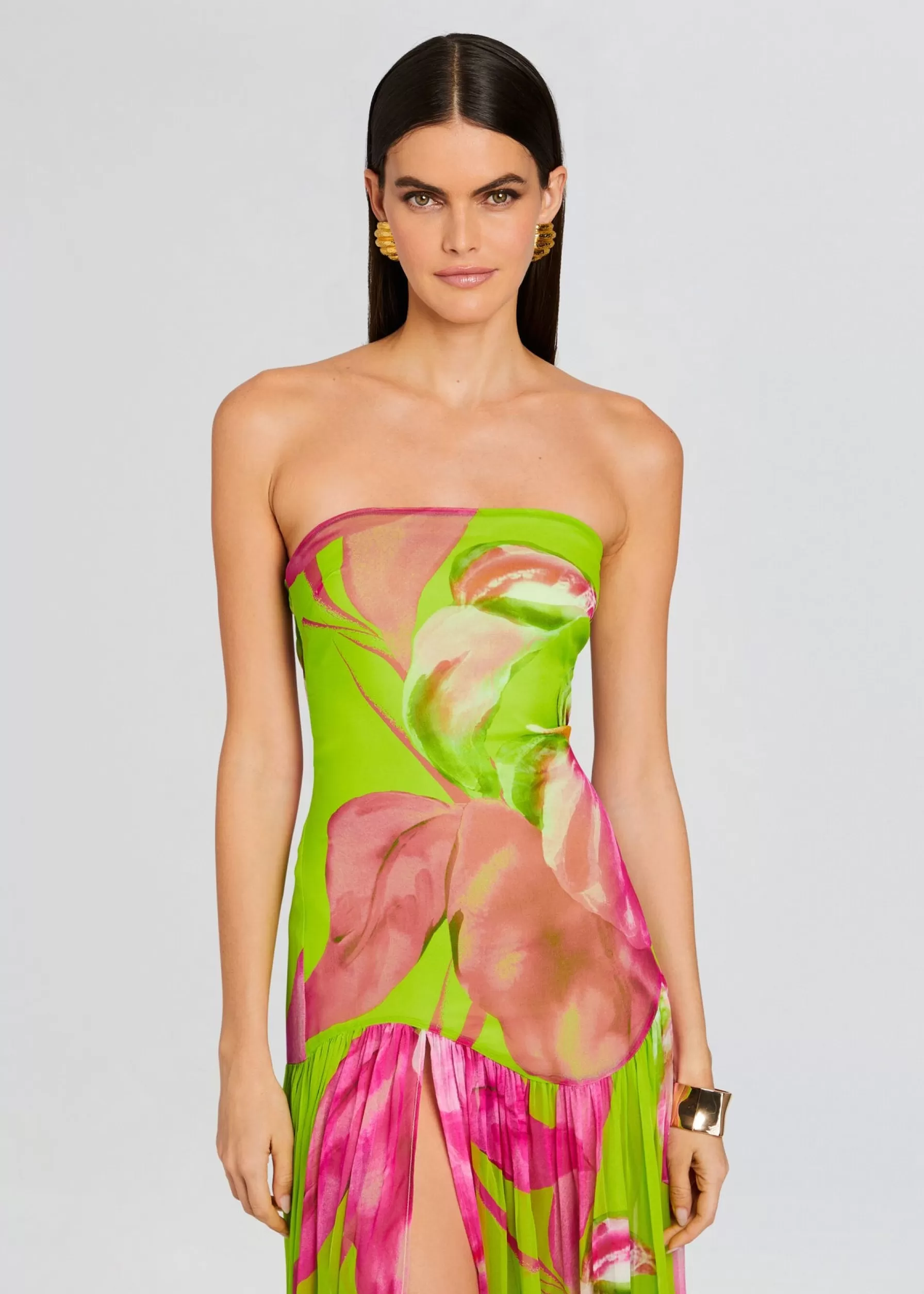 Retrofete Marisol Silk Dress Lime Anthurium Best