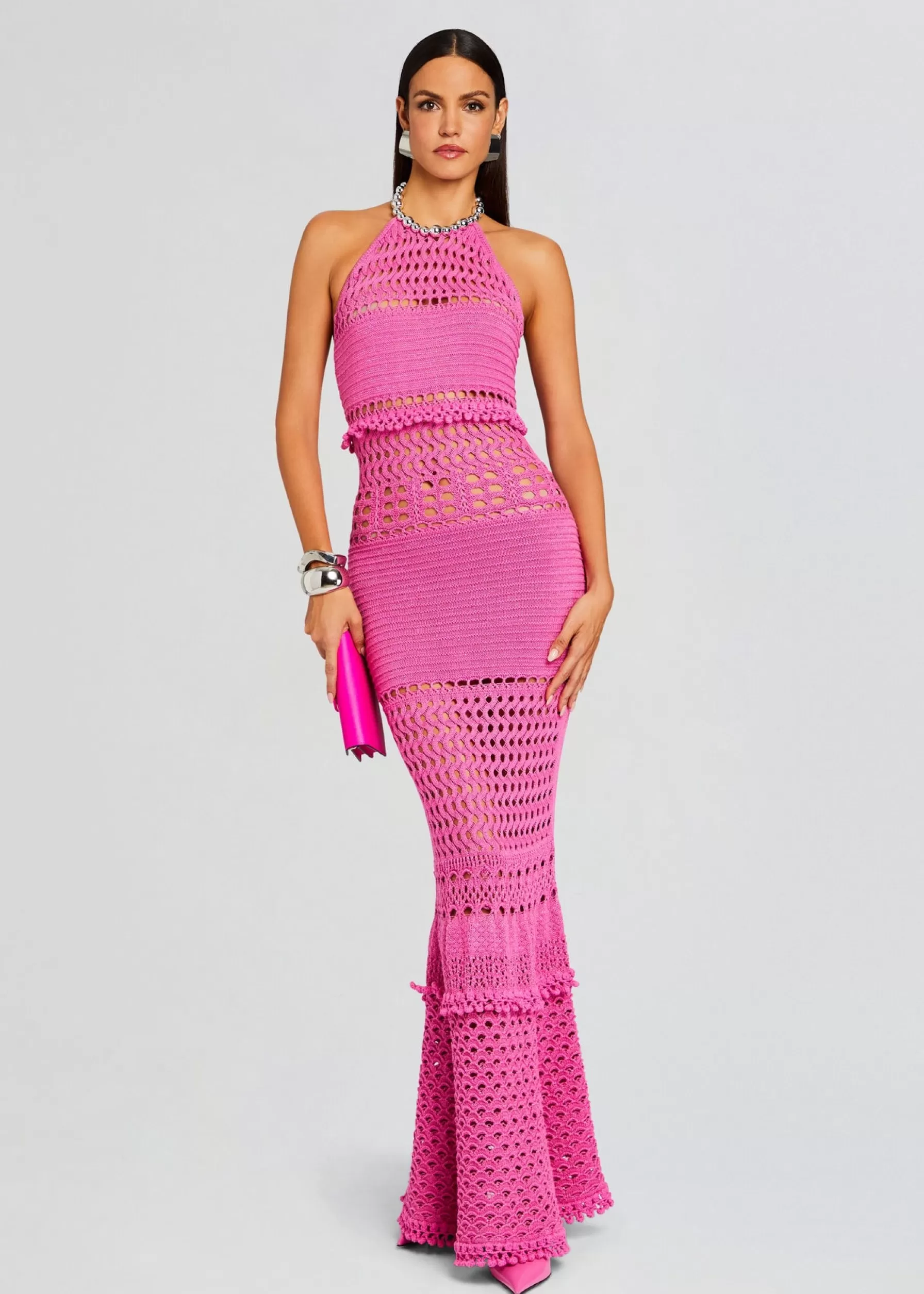 Retrofete Mesa Knit Crochet Dress Paradise Pink Fashion