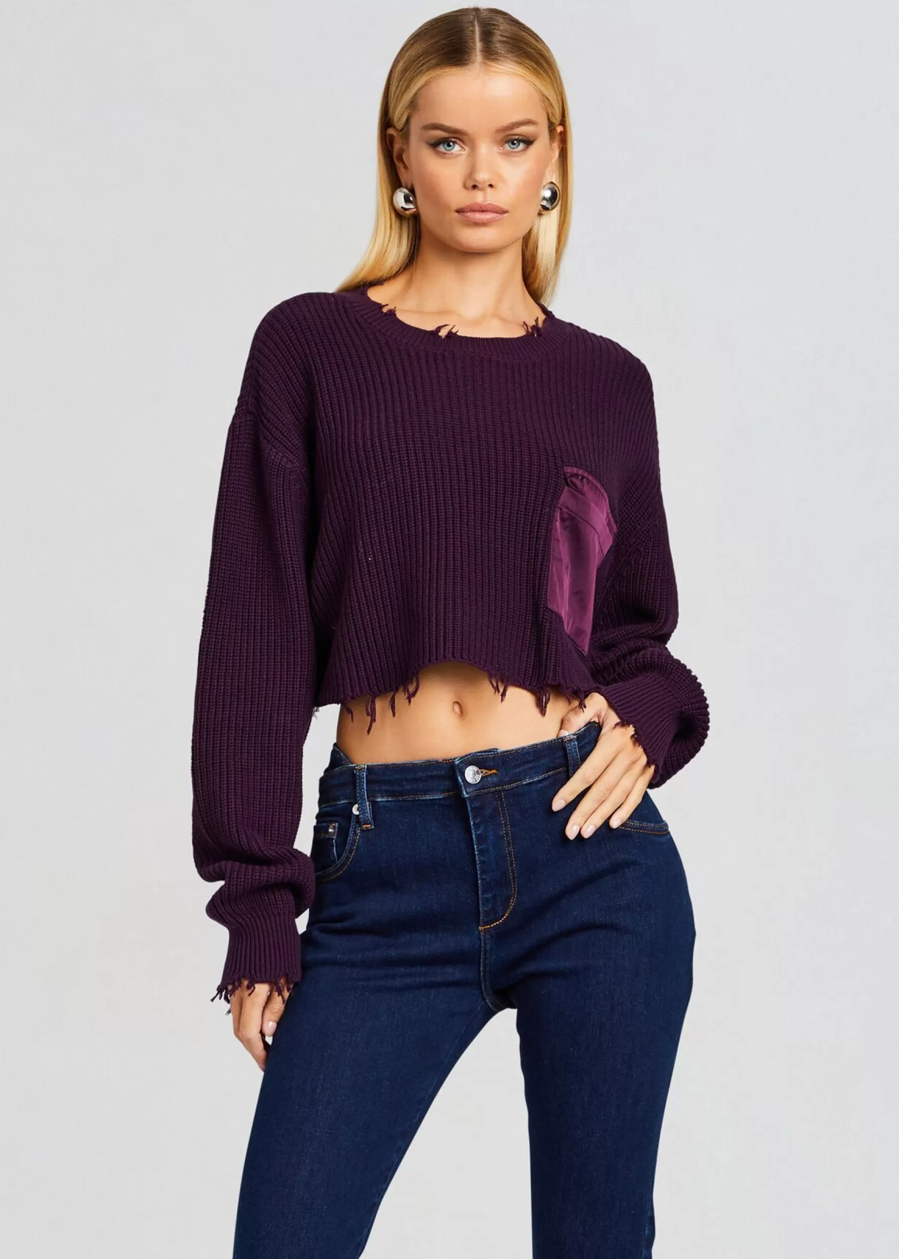 Retrofete Mid Cropped Devin Sweater Eggplant Shop