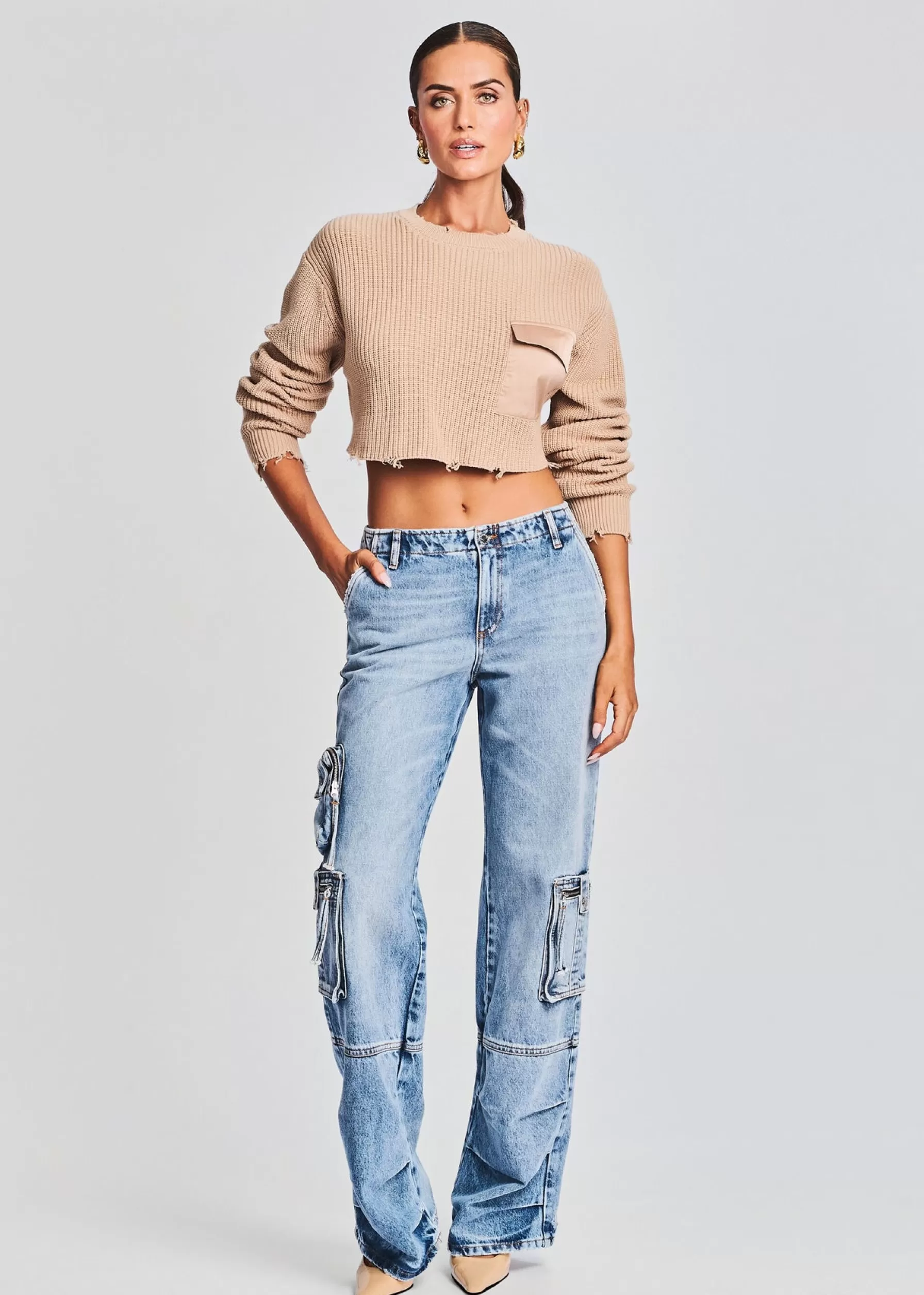 Retrofete Mid Cropped Devin Sweater Tan Hot