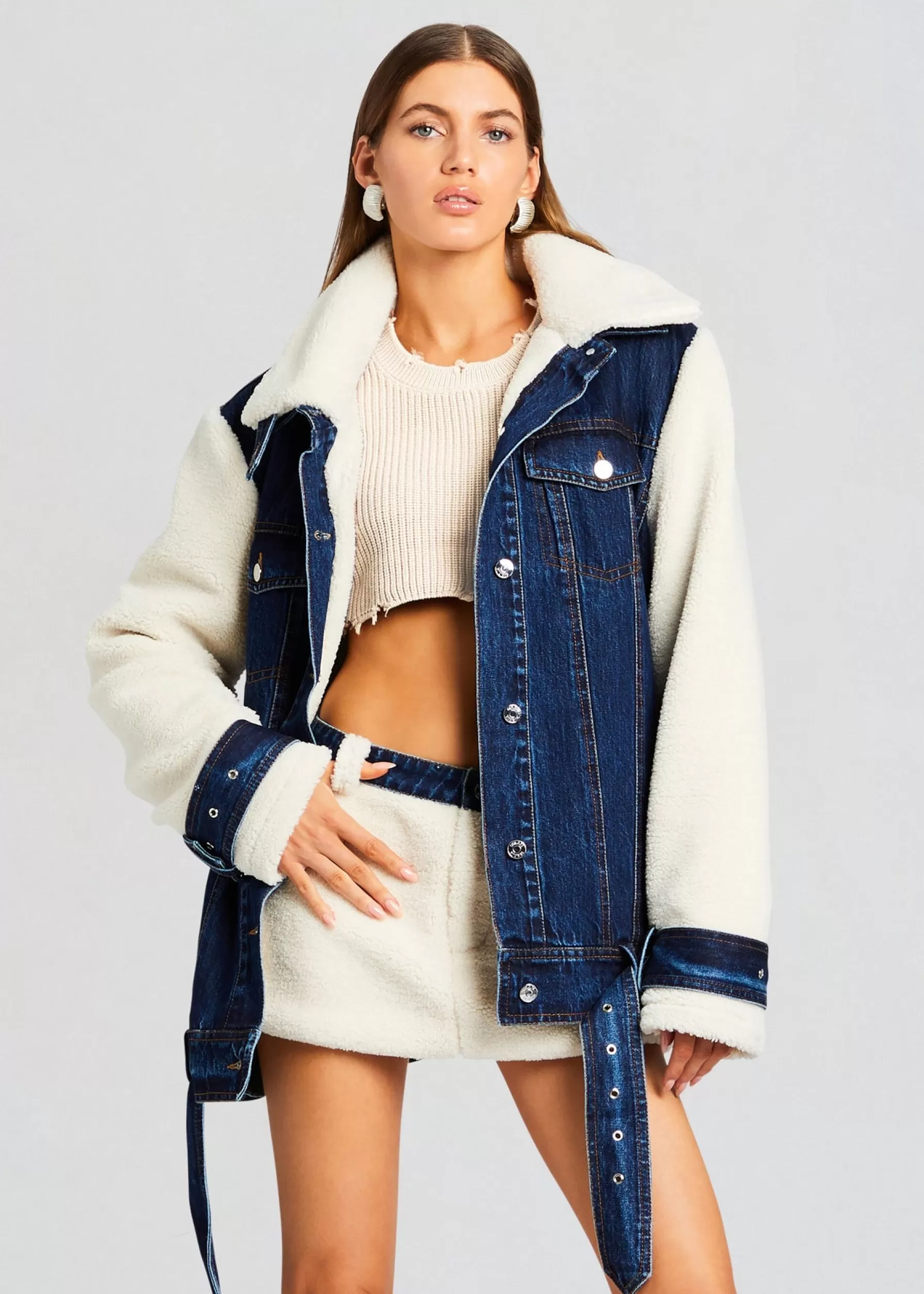 Retrofete Mink Teddy Denim Jacket Deep Sea Flash Sale