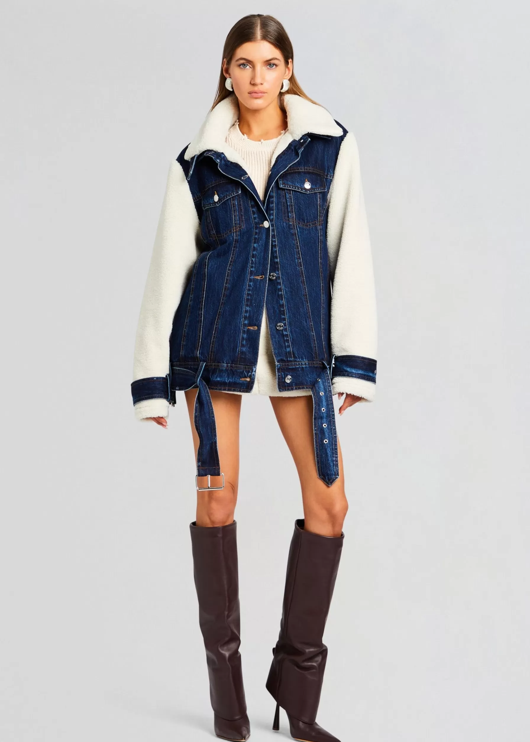 Retrofete Mink Teddy Denim Jacket Deep Sea Flash Sale