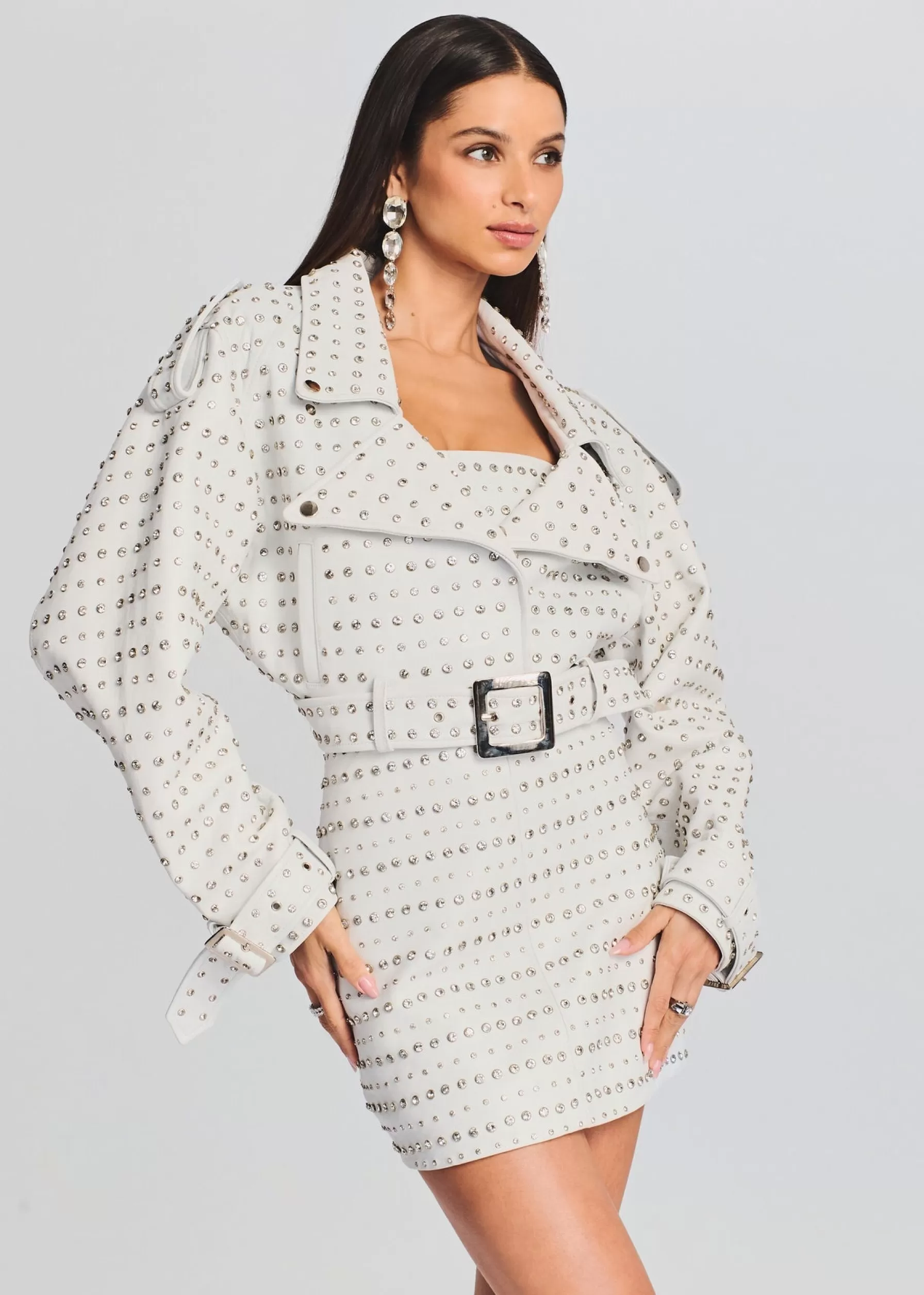 Retrofete Mora Embellished Leather Jacket Optic White Online