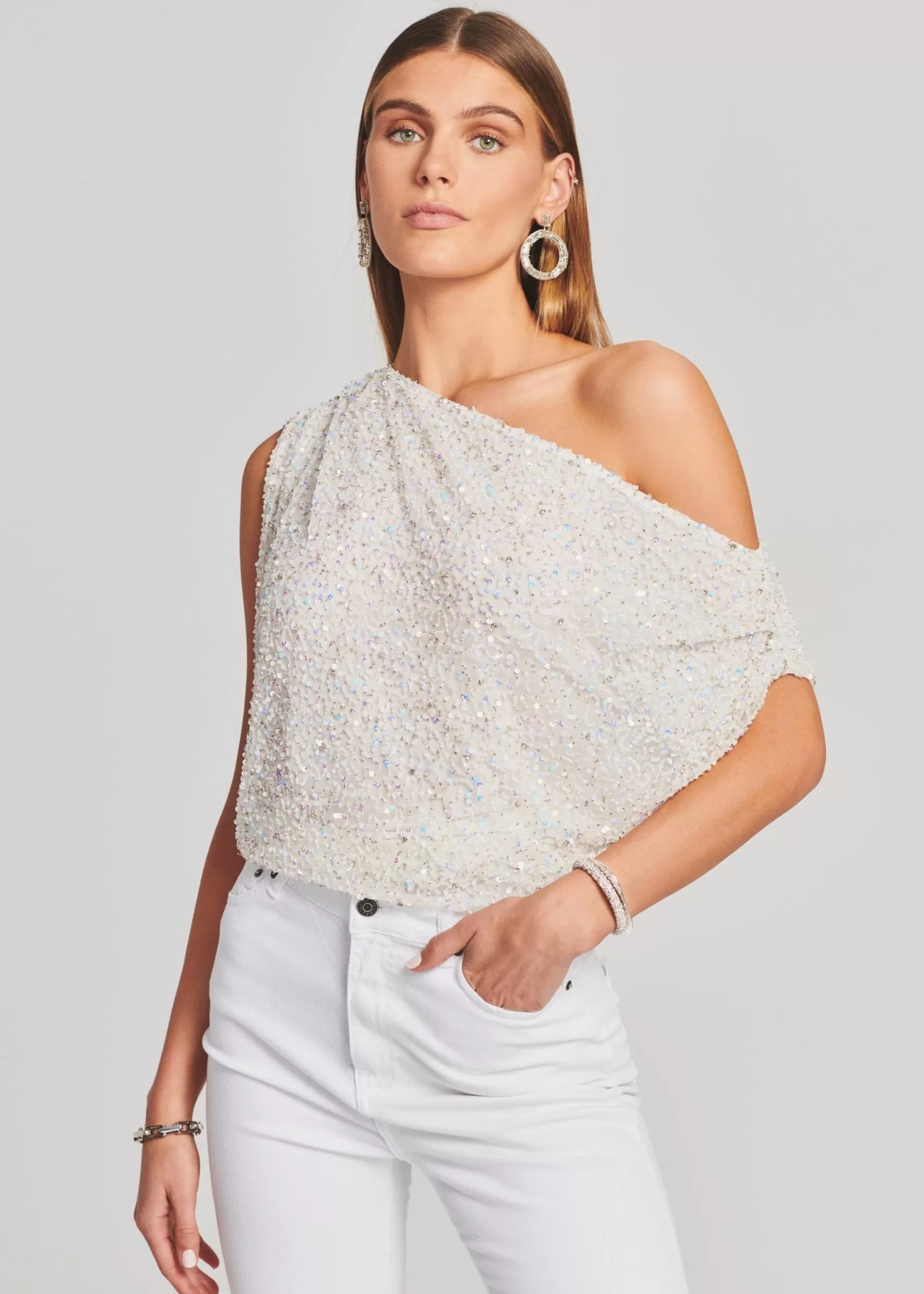 Retrofete Myles Sequin Top Iridescent White Fashion