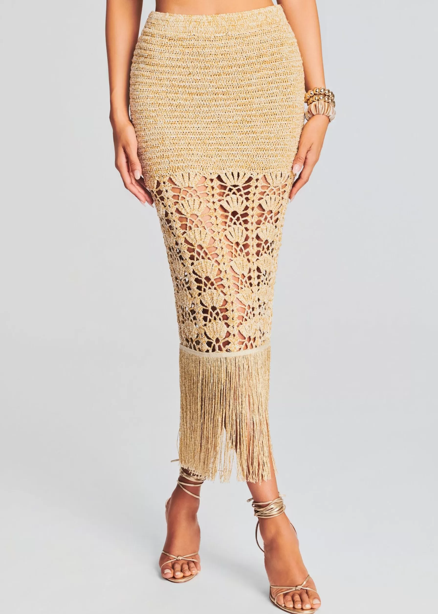 Retrofete Naida Crochet Skirt Gold Discount