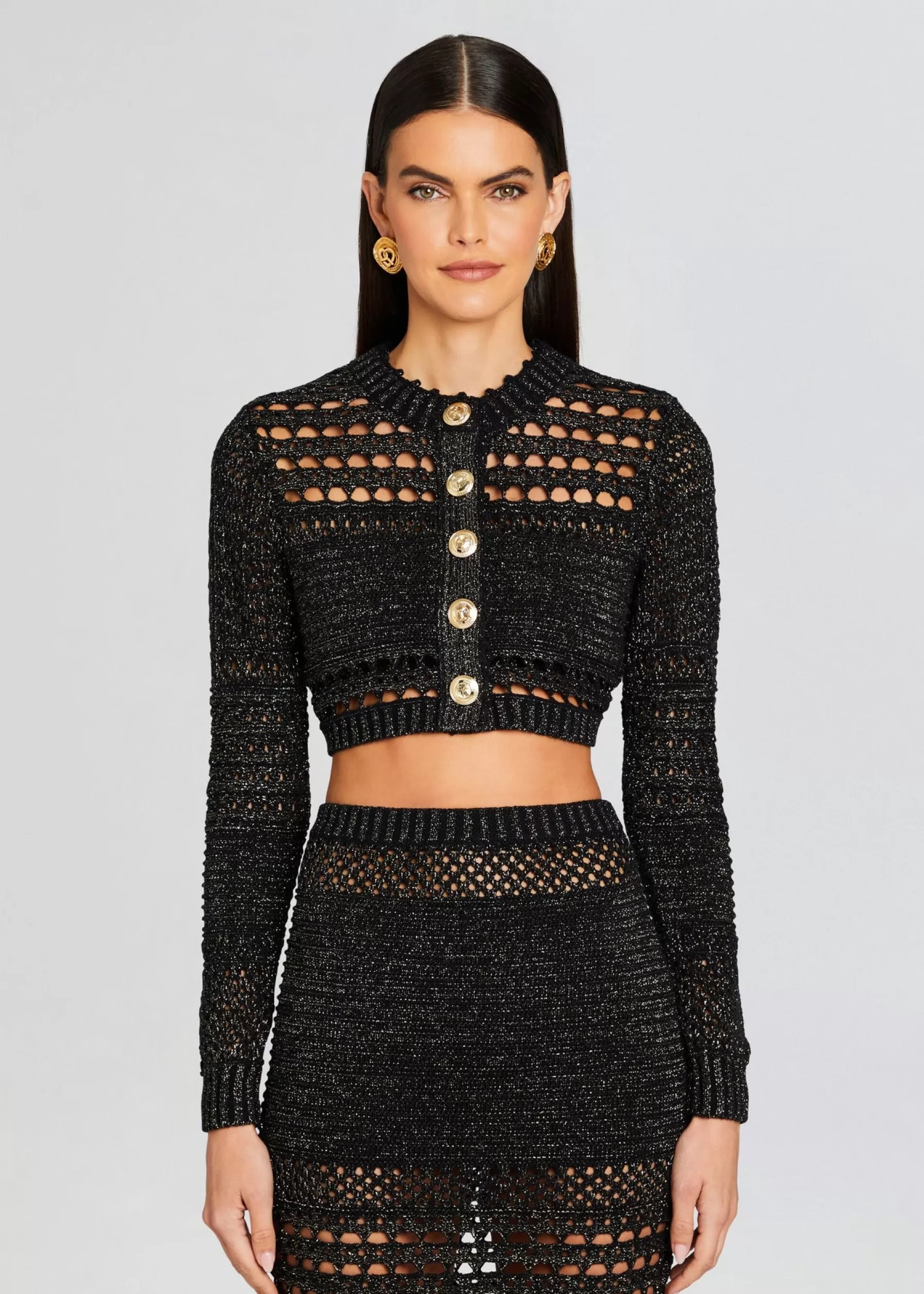 Retrofete Nico Knit Crochet Cardigan Black/Gold Hot