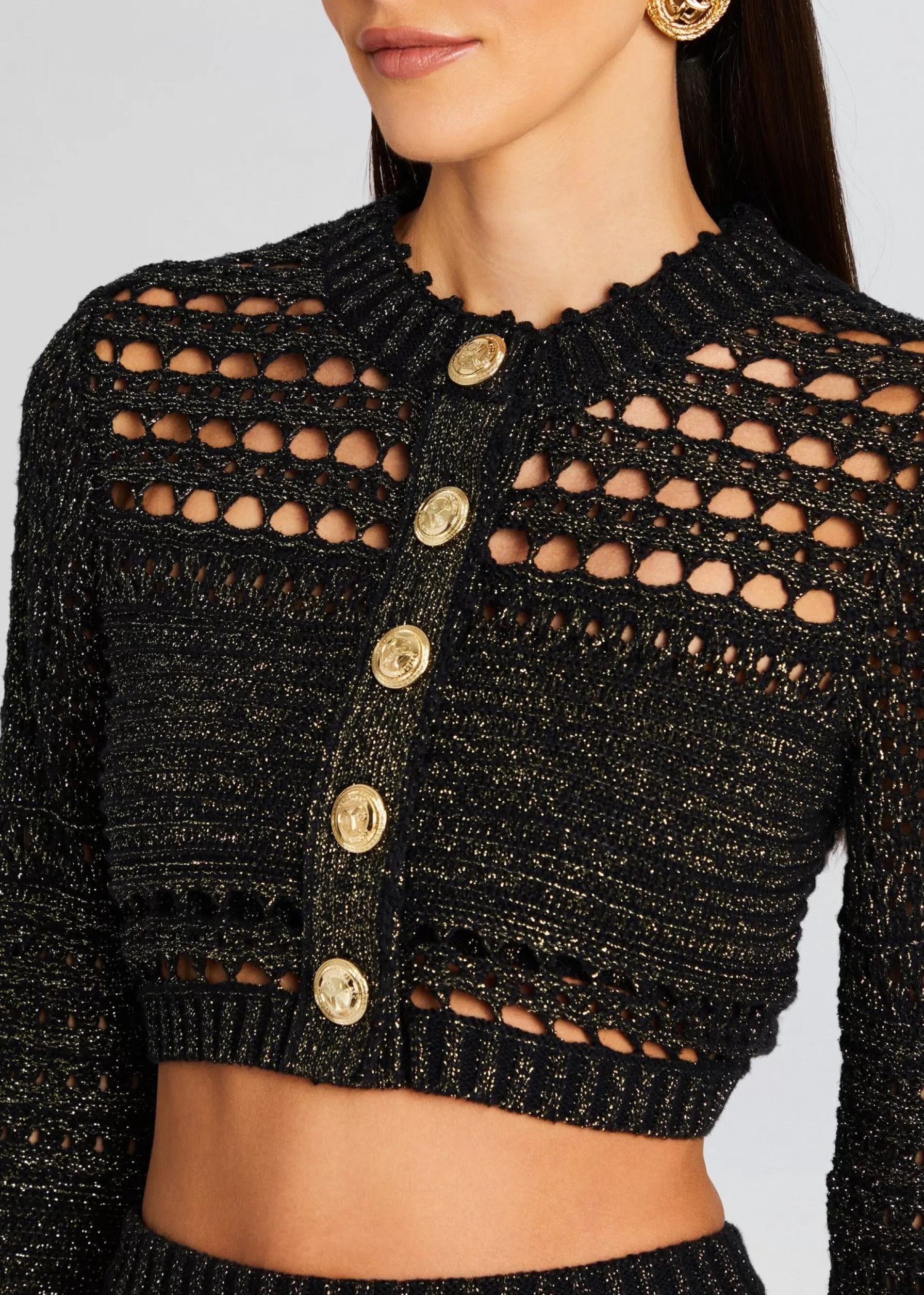 Retrofete Nico Knit Crochet Cardigan Black/Gold Hot