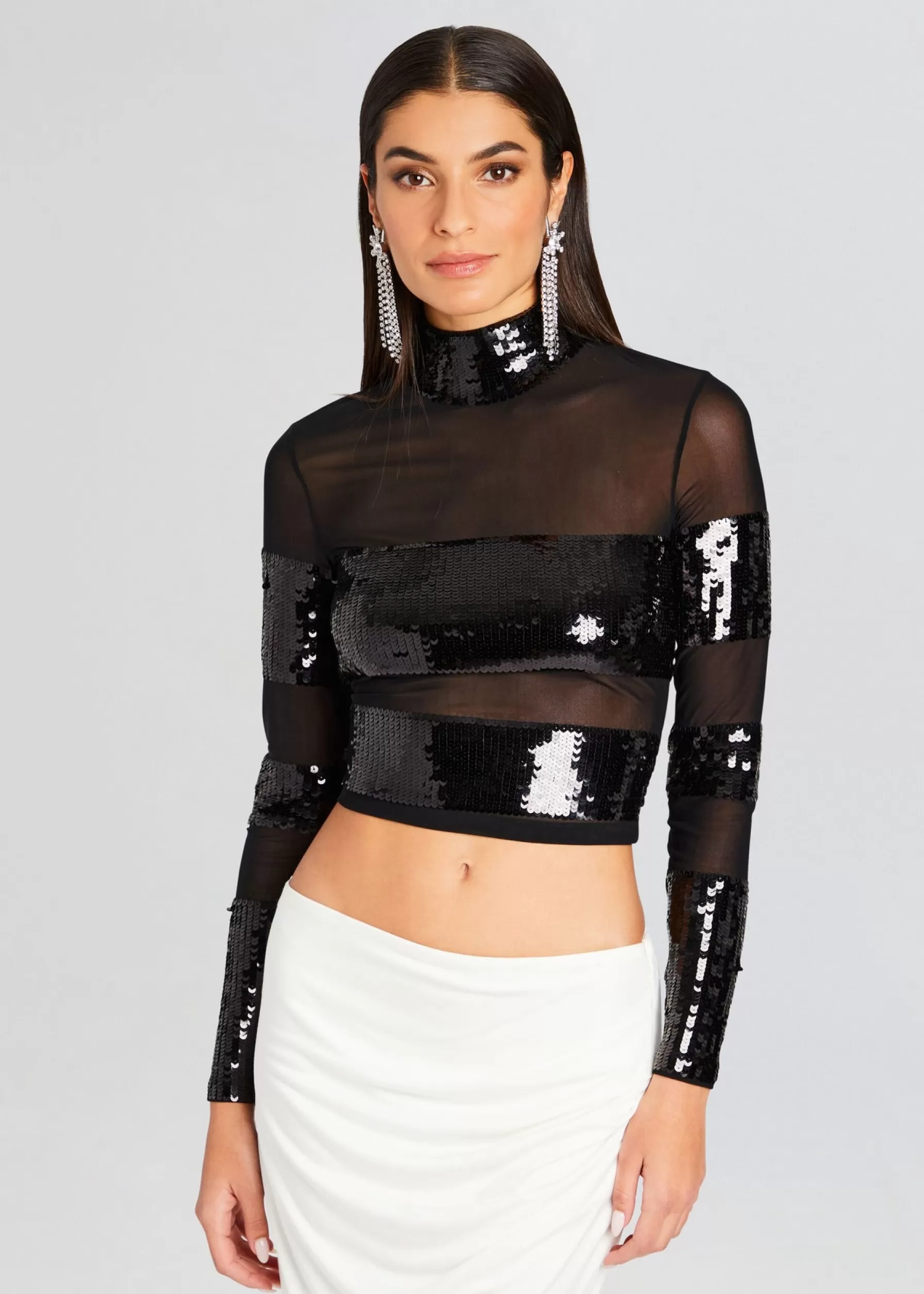 Retrofete Nyx Sequin Top Black New