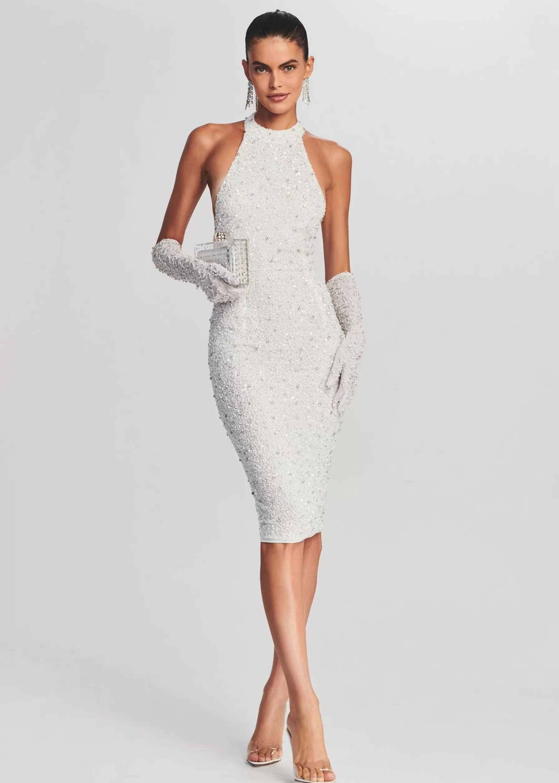 Retrofete Olivia Midi Sequin Dress White Store