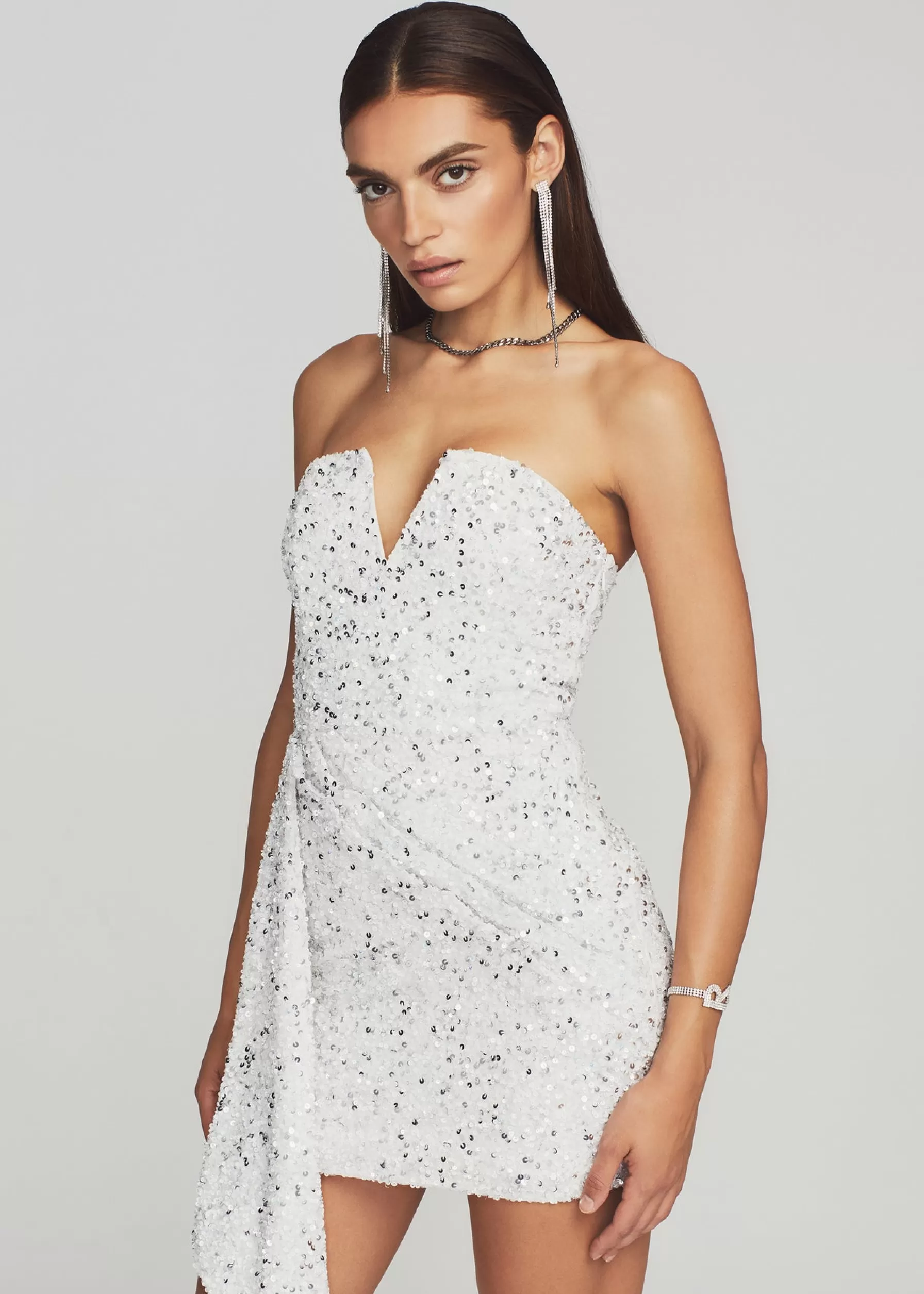 Retrofete Omer Sequin Dress White Shop