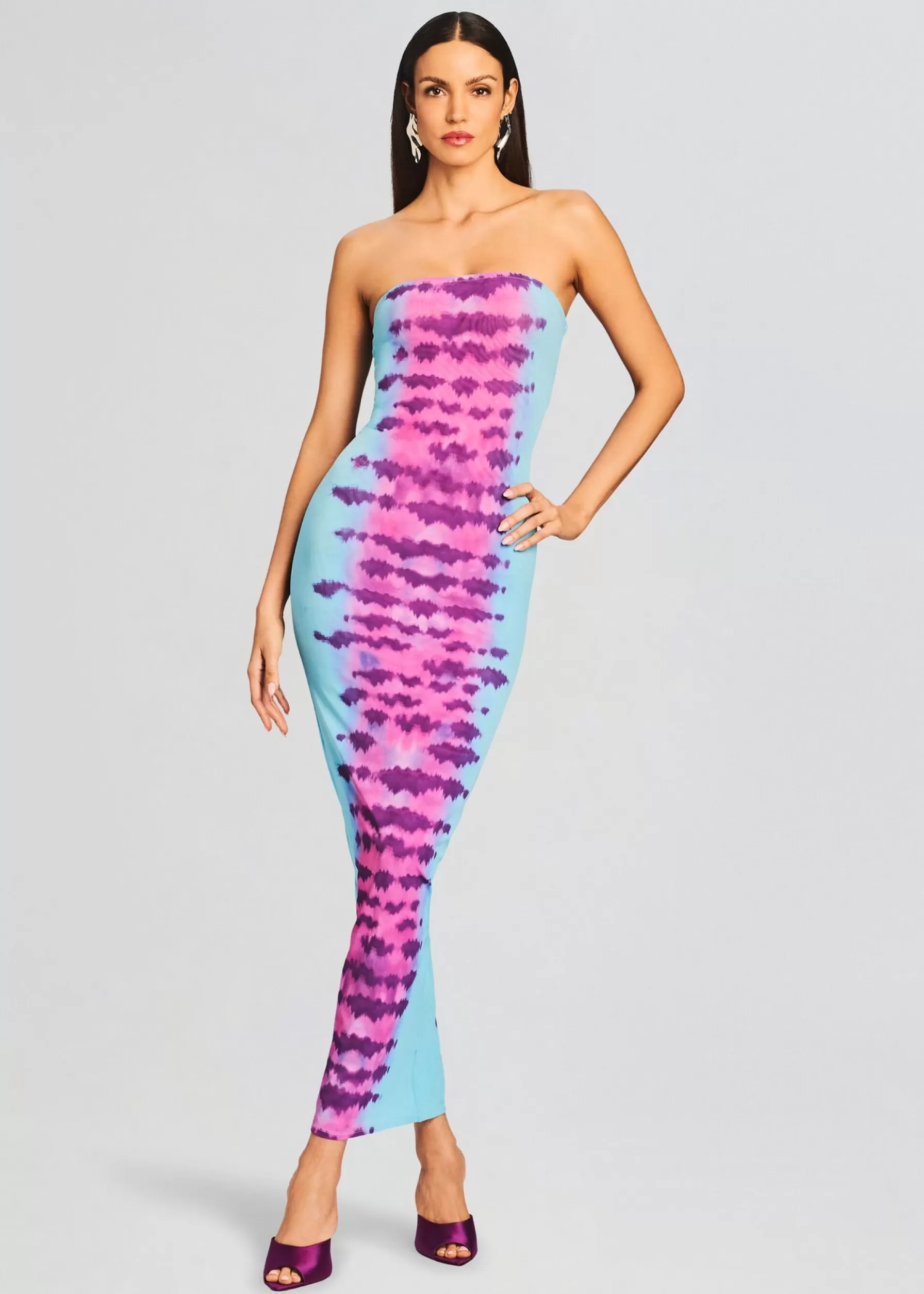 Retrofete Opal Long Dress Turquoise and Pink Sale