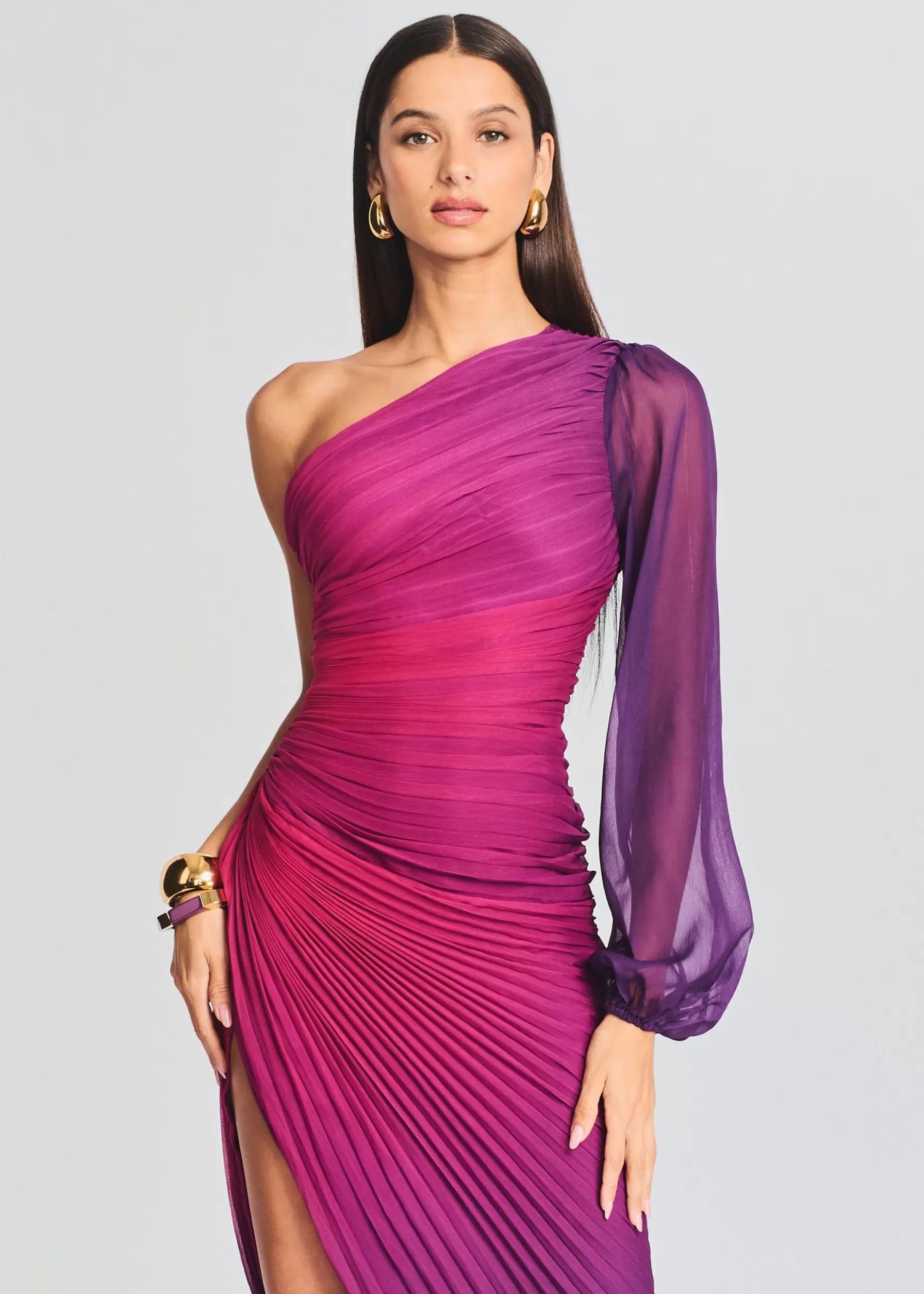 Retrofete Paige Long Dress Pink and Purple Hot