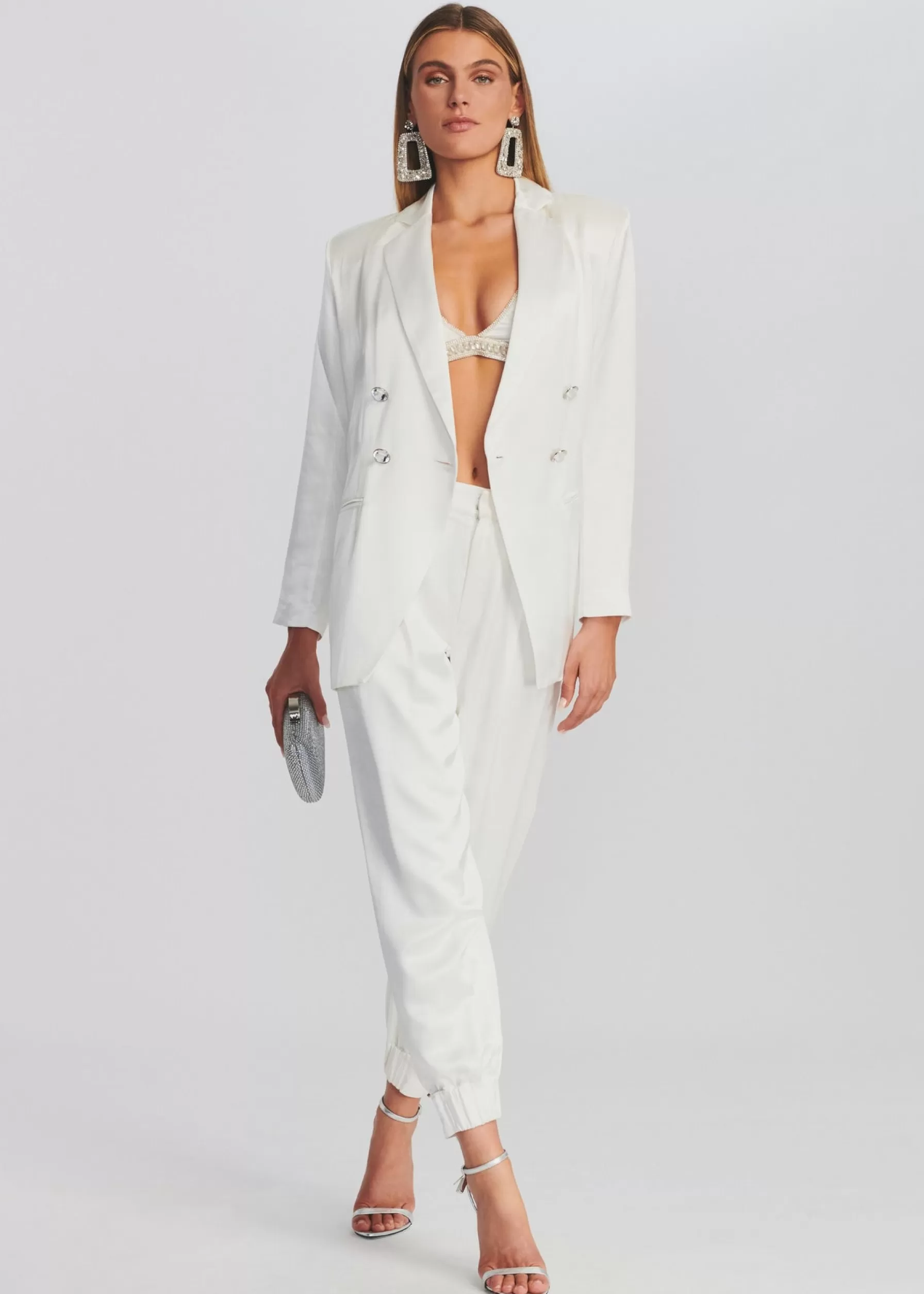 Retrofete Pandora Blazer White W/ Crystal Button Clearance