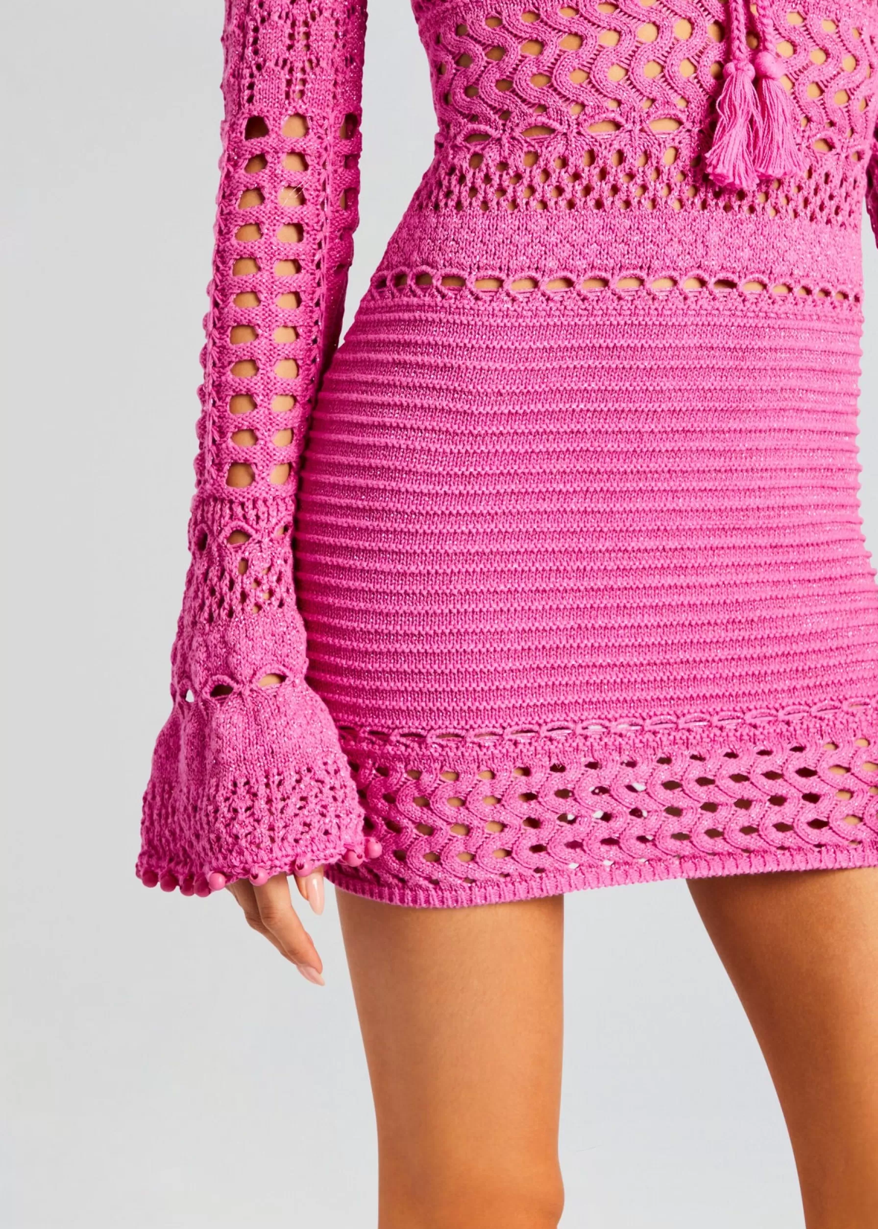 Retrofete Peony Knit Crochet Dress Paradise Pink Cheap