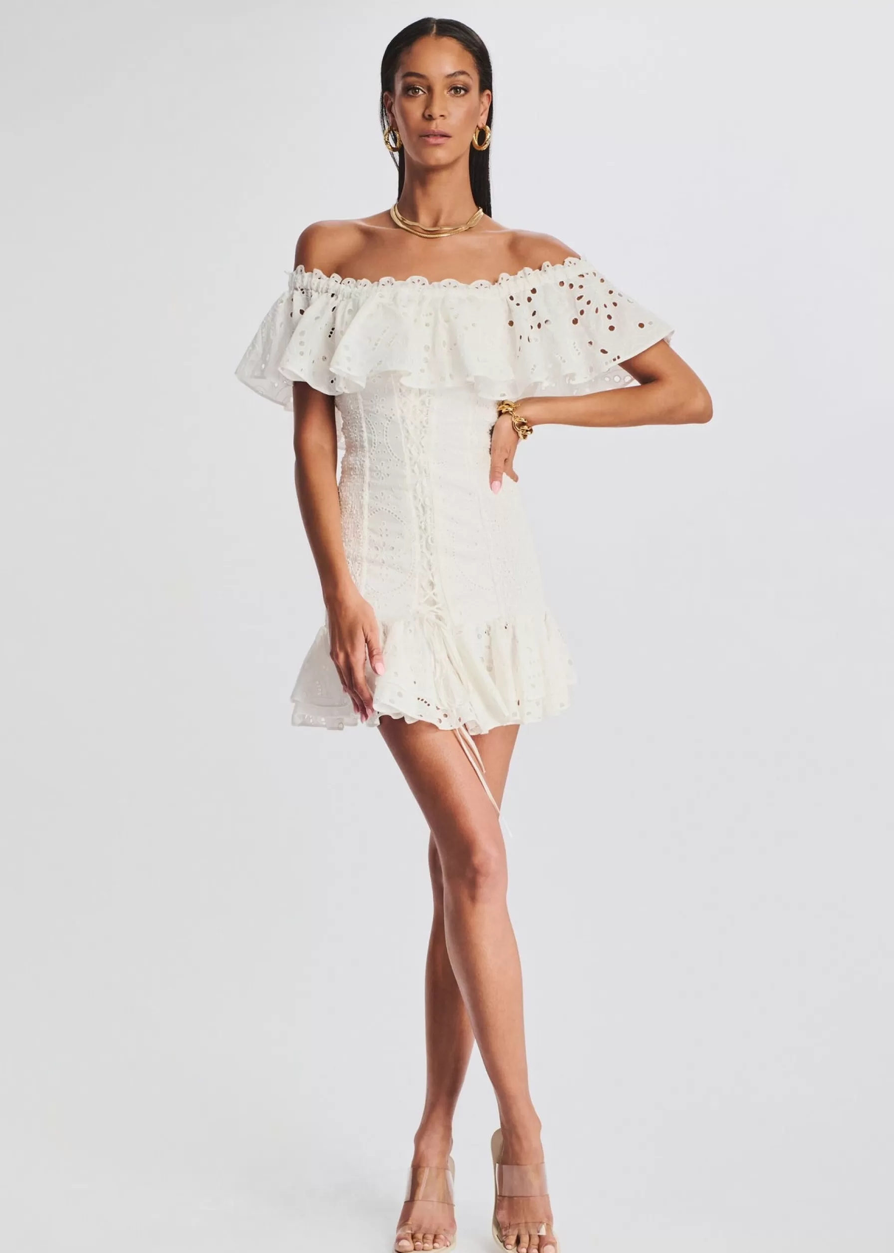 Retrofete Pia Short Dress White Fruition Discount