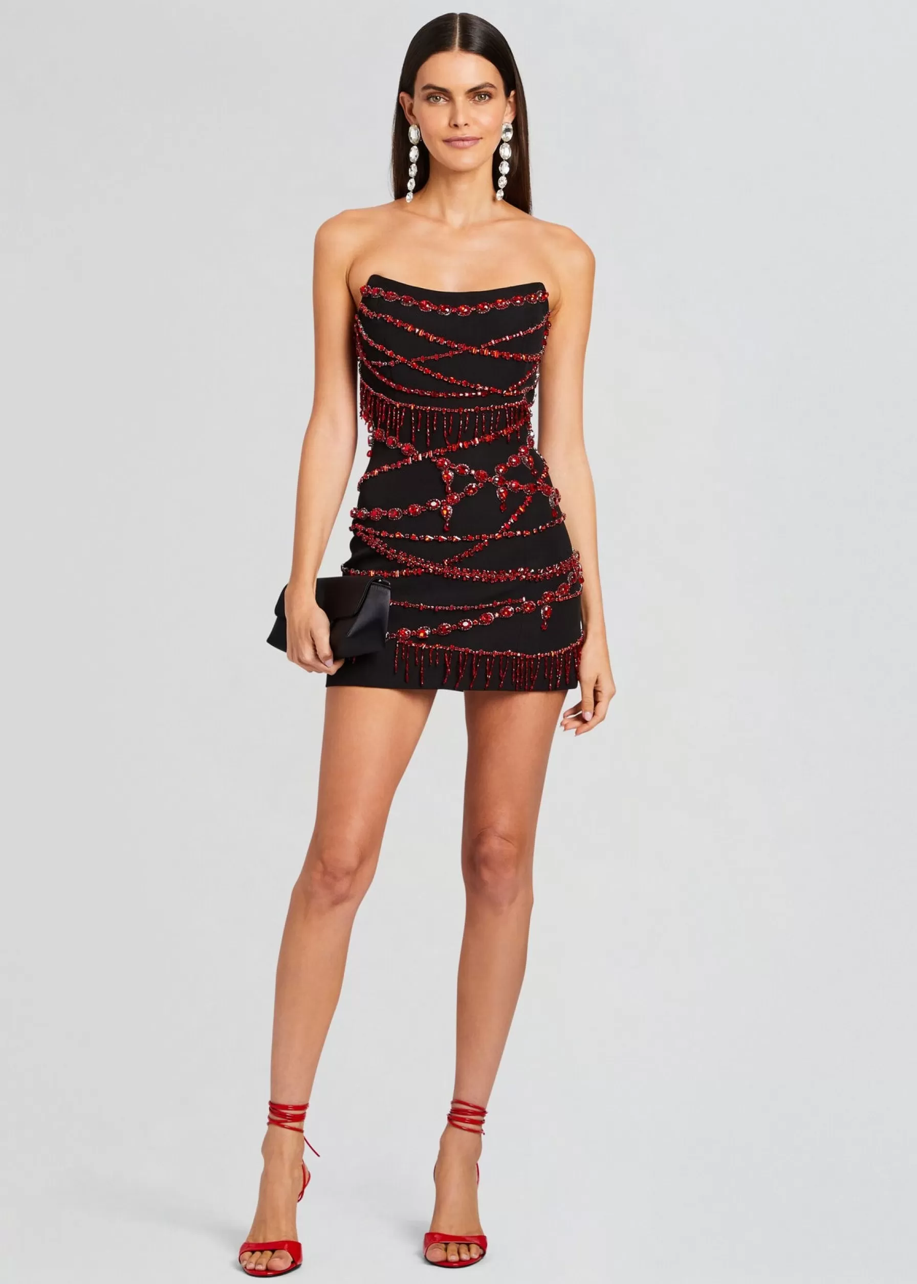 Retrofete Prae Crystal Embellished Dress Black/Red Fashion