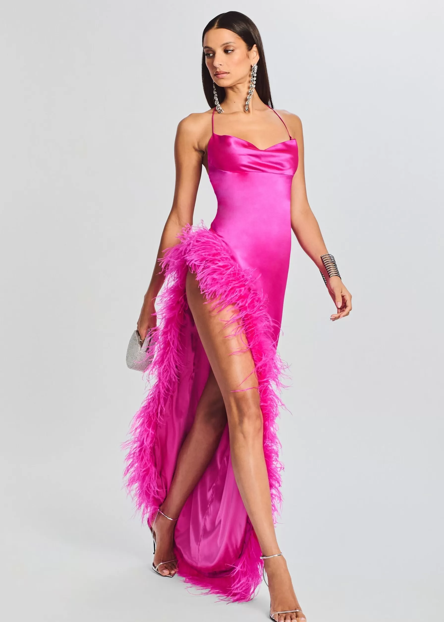 Retrofete Priscilla Feather Dress Neon Pink Flash Sale