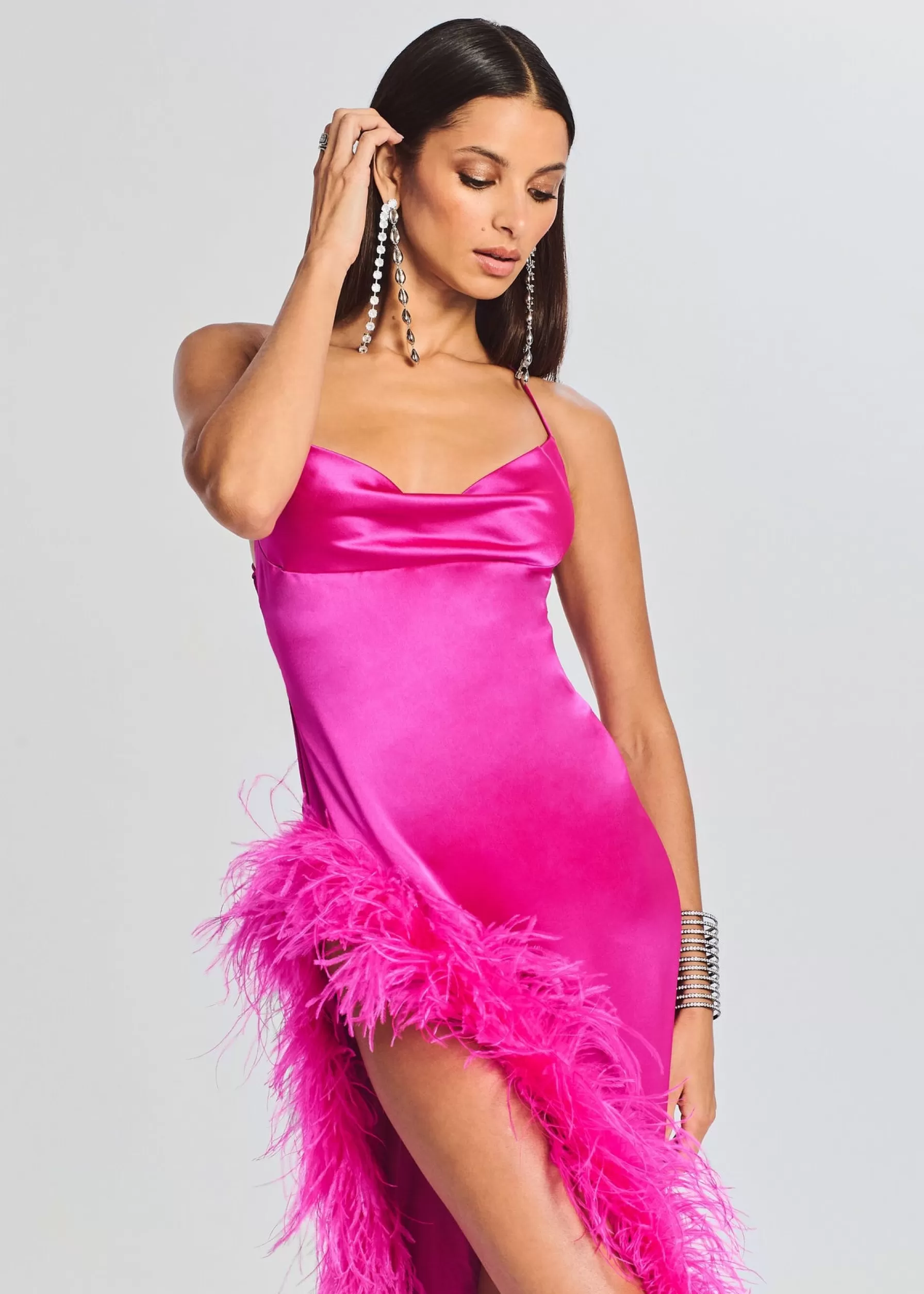 Retrofete Priscilla Feather Dress Neon Pink Flash Sale