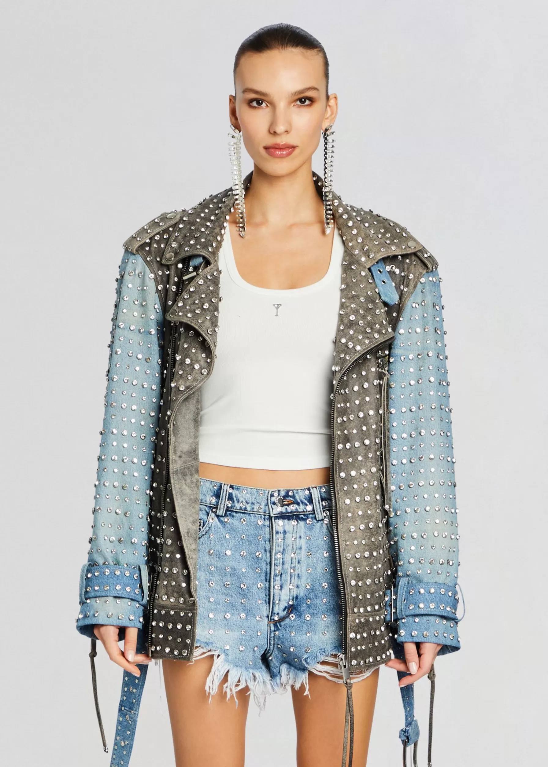 Retrofete Rebel Embellished Leather Jacket Tangier/Silver Flash Sale