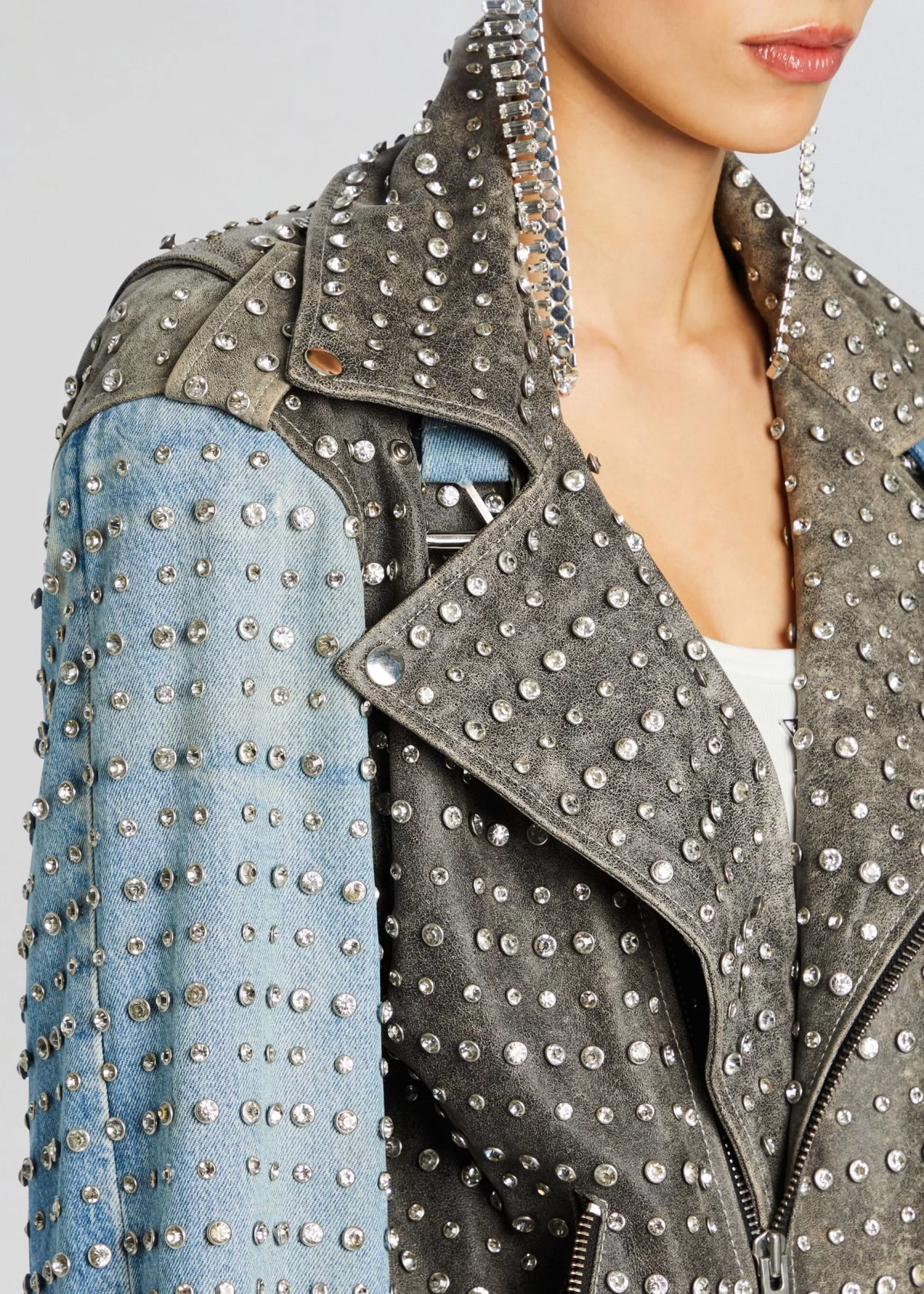 Retrofete Rebel Embellished Leather Jacket Tangier/Silver Flash Sale