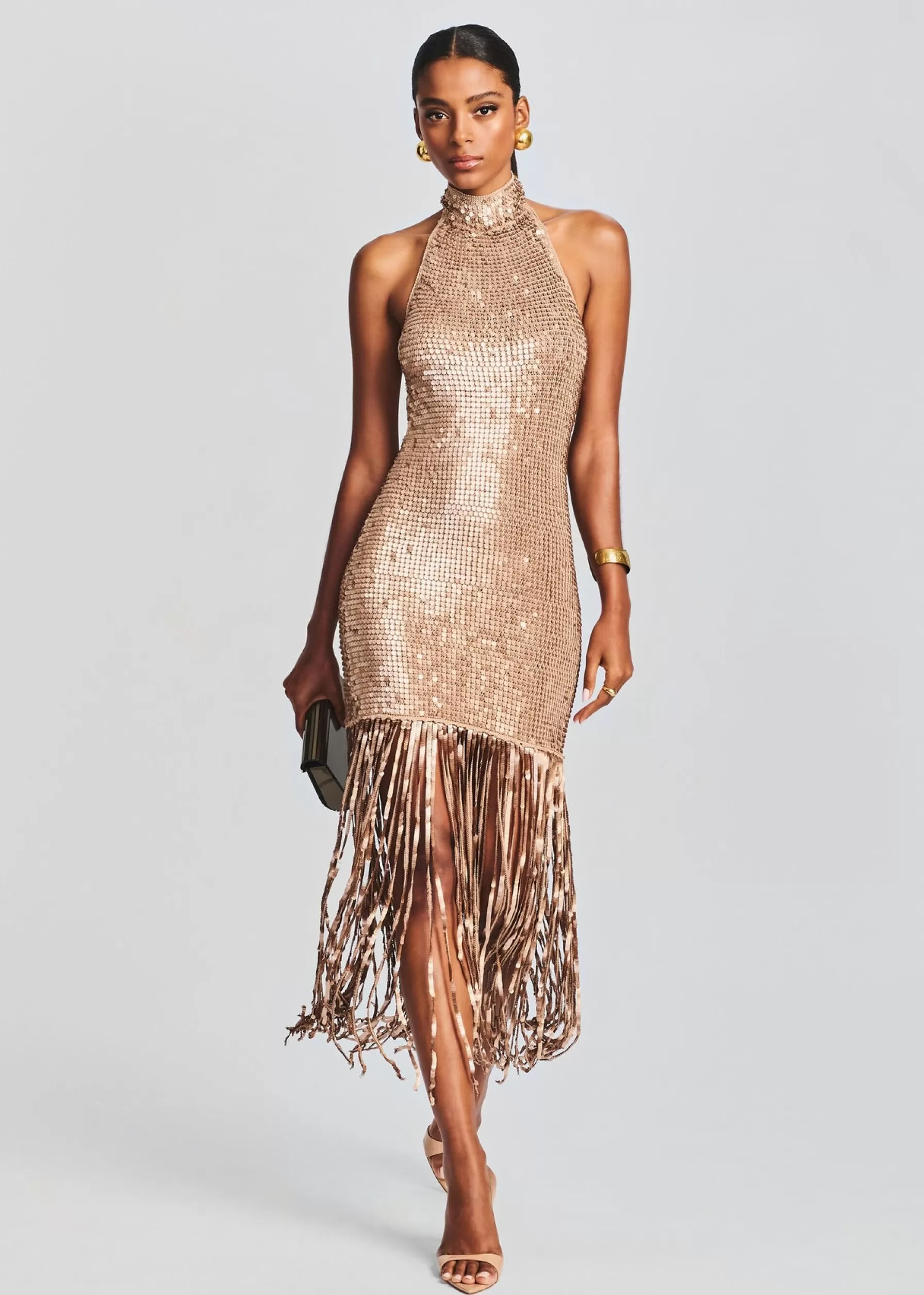 Retrofete Renzo Sequin Crochet Dress Metallic Tannin Online