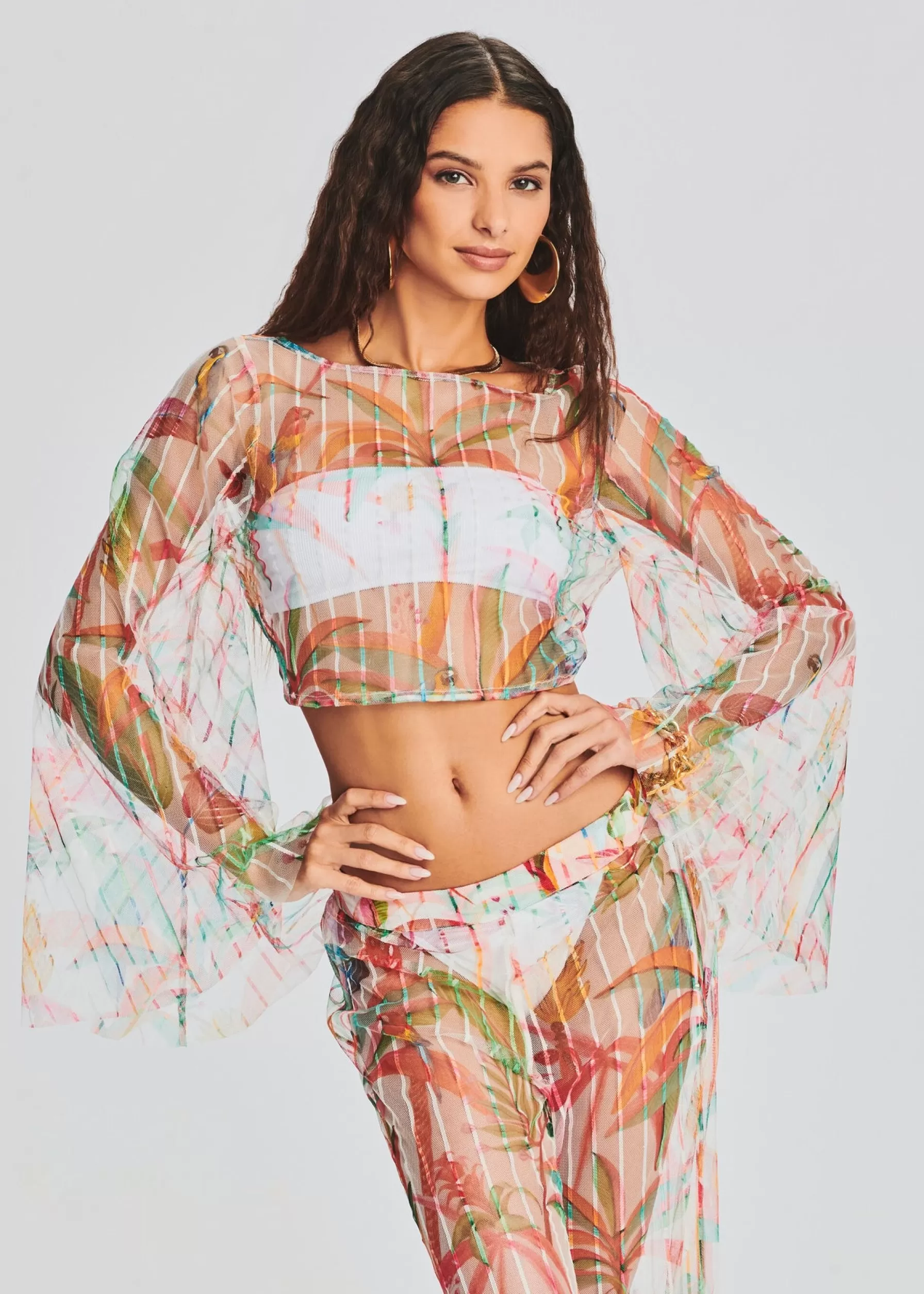 Retrofete Rio Crop Top Multicolored Tropical Best Sale