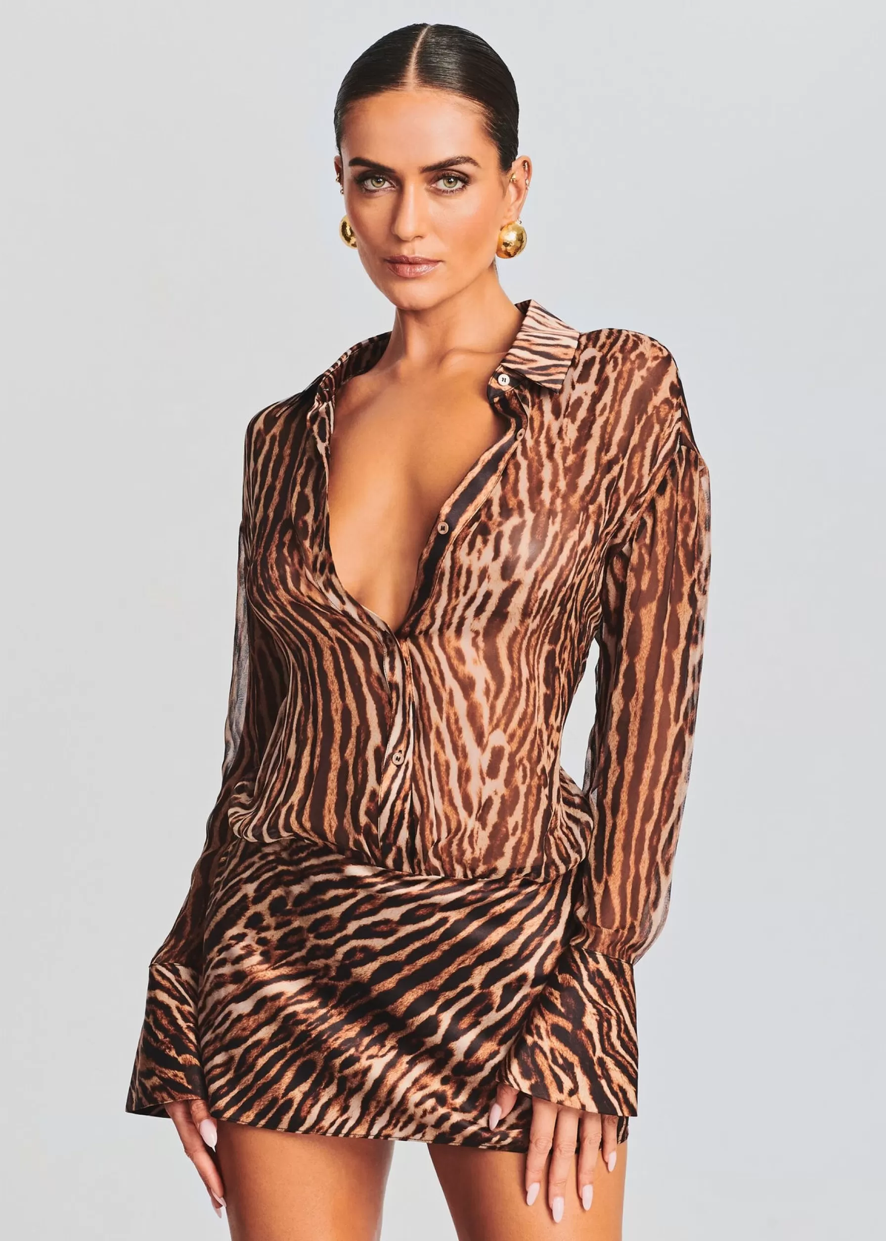 Retrofete Roxanne Dress Tan Ocelot New