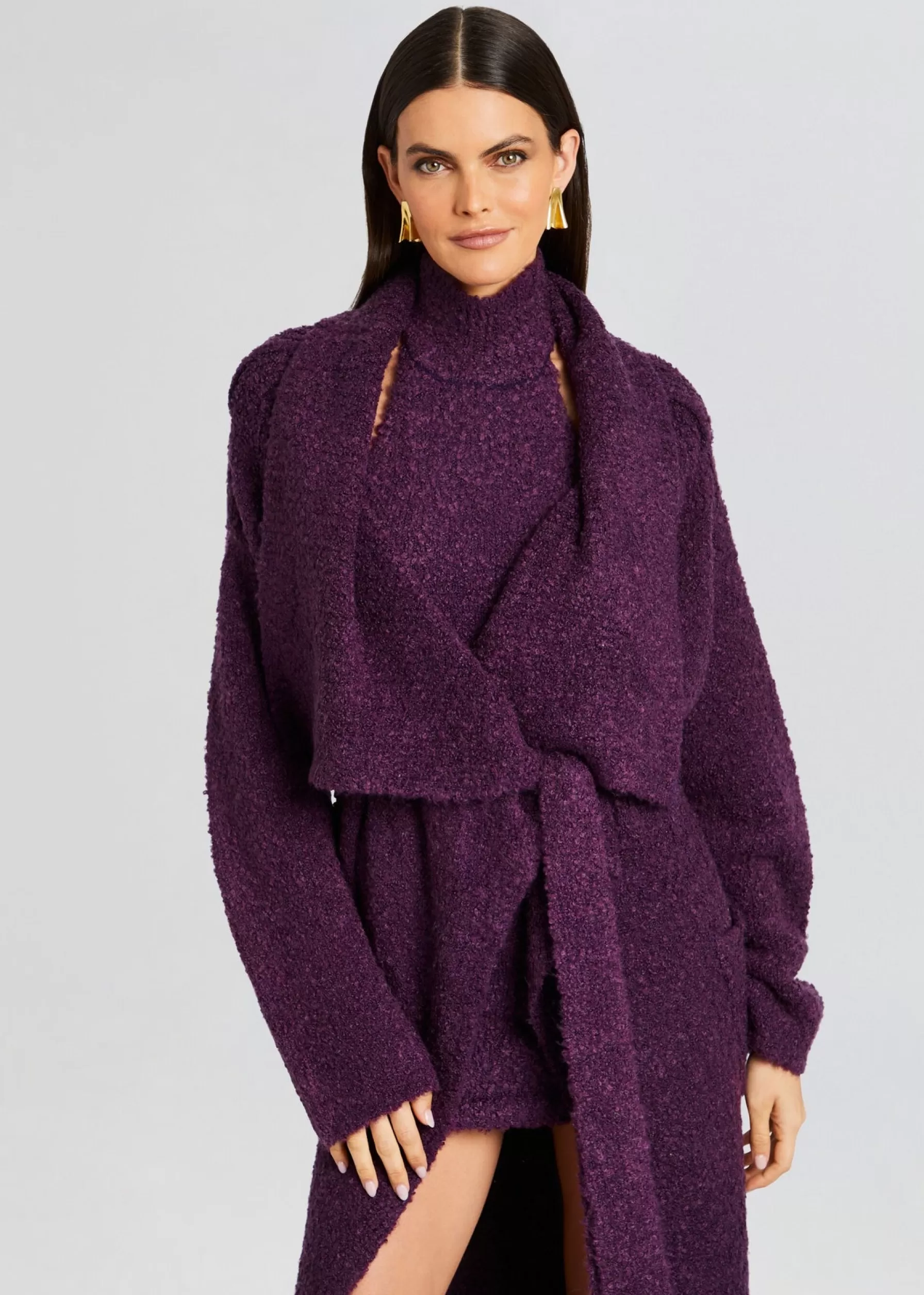 Retrofete Rue Boucle Cardigan Eggplant Flash Sale