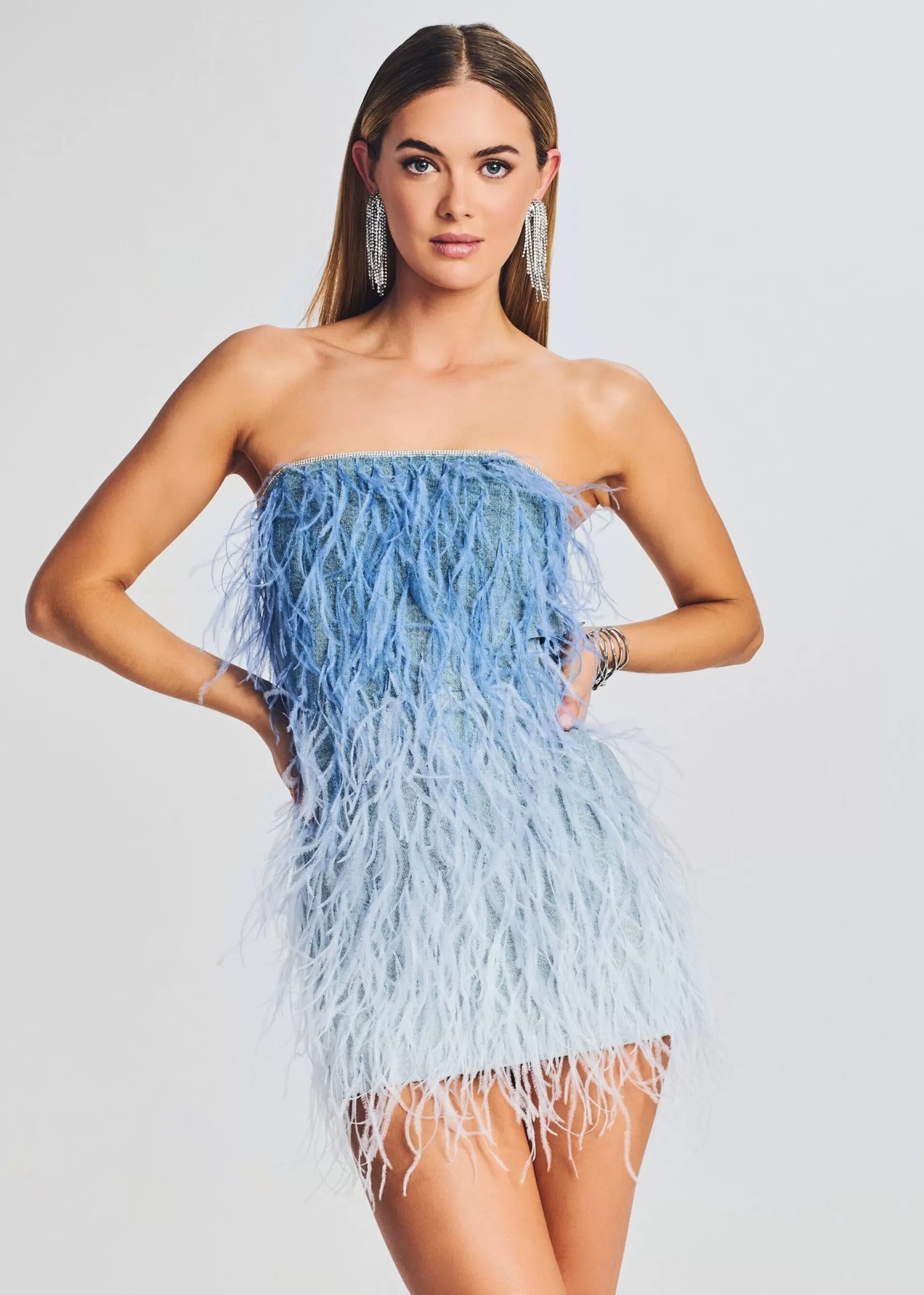 Retrofete Sofia Feather Dress White/Ombre New