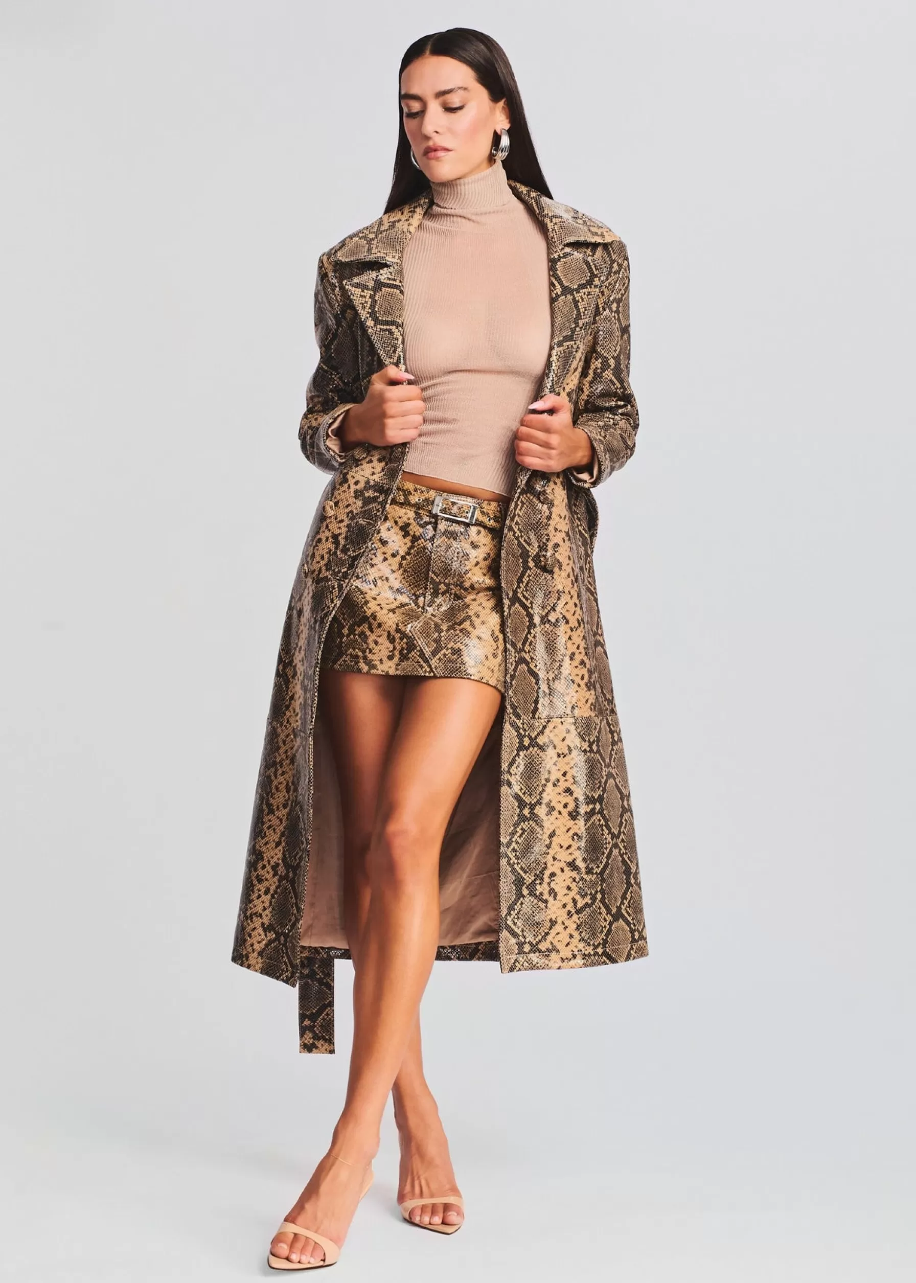 Retrofete Steffan Leather Coat Tannin Snake Clearance