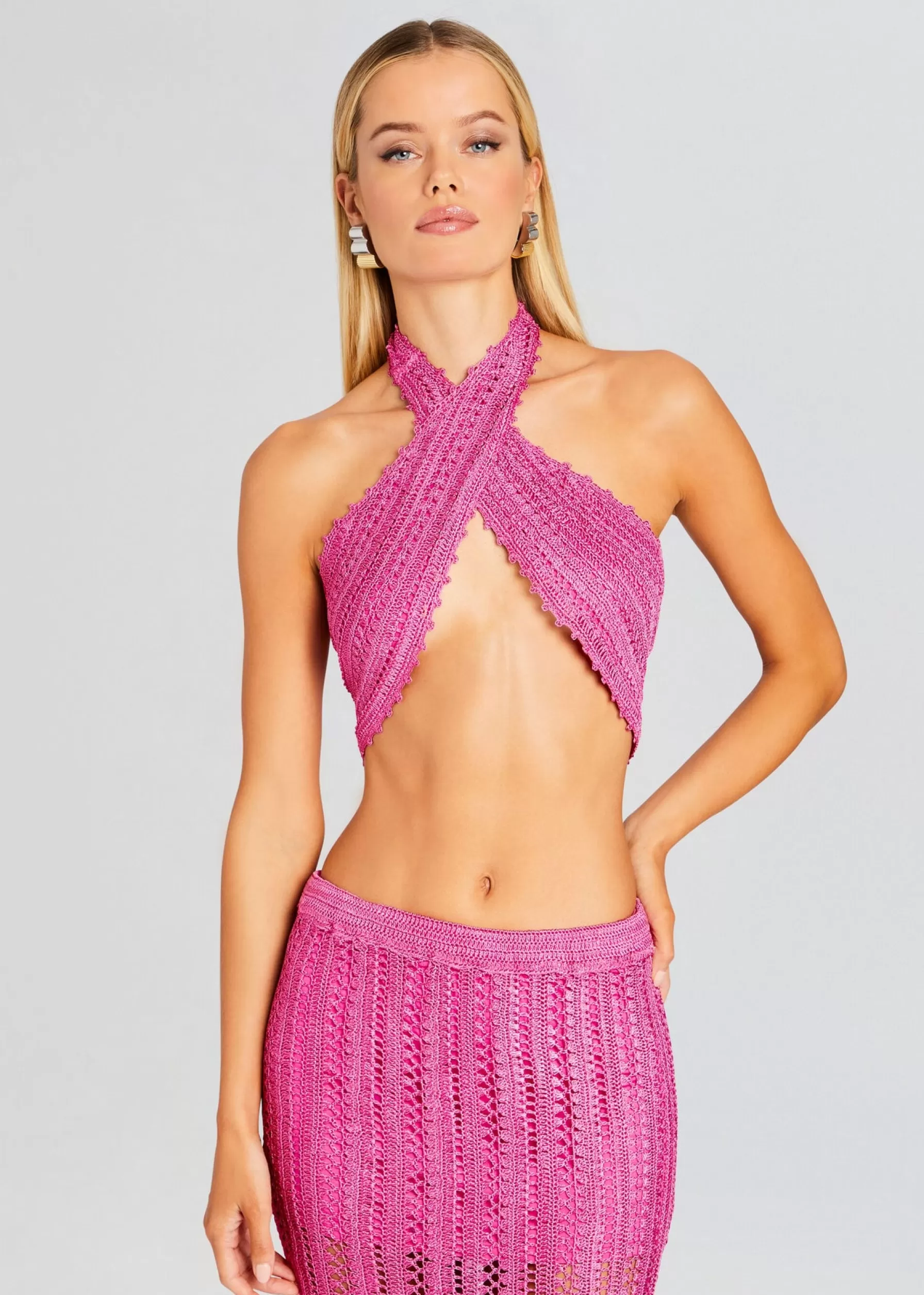 Retrofete Susan Crochet Wrap Top Malibu Pink Online