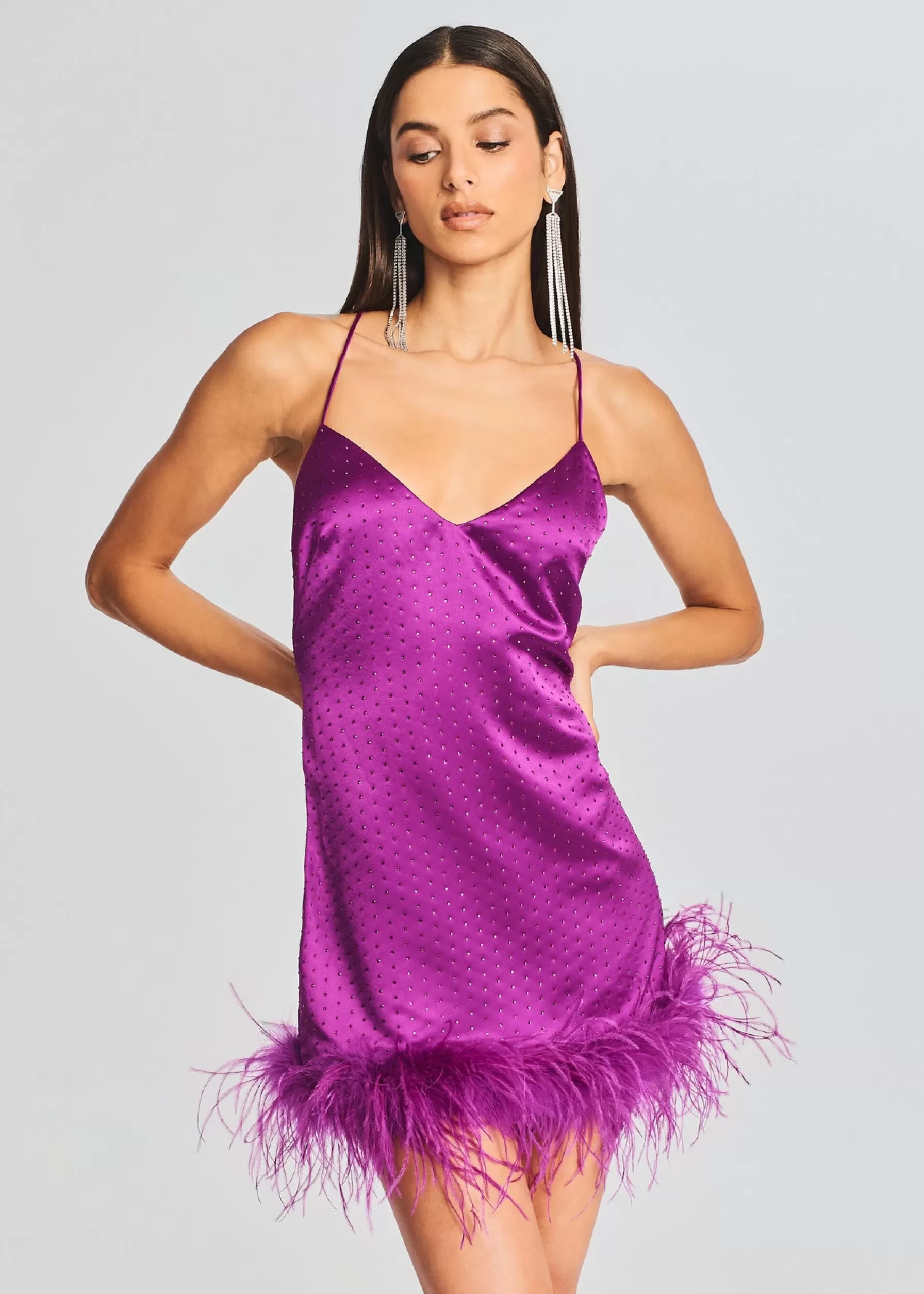 Retrofete Susana Feather Dress Electric Orchid Outlet