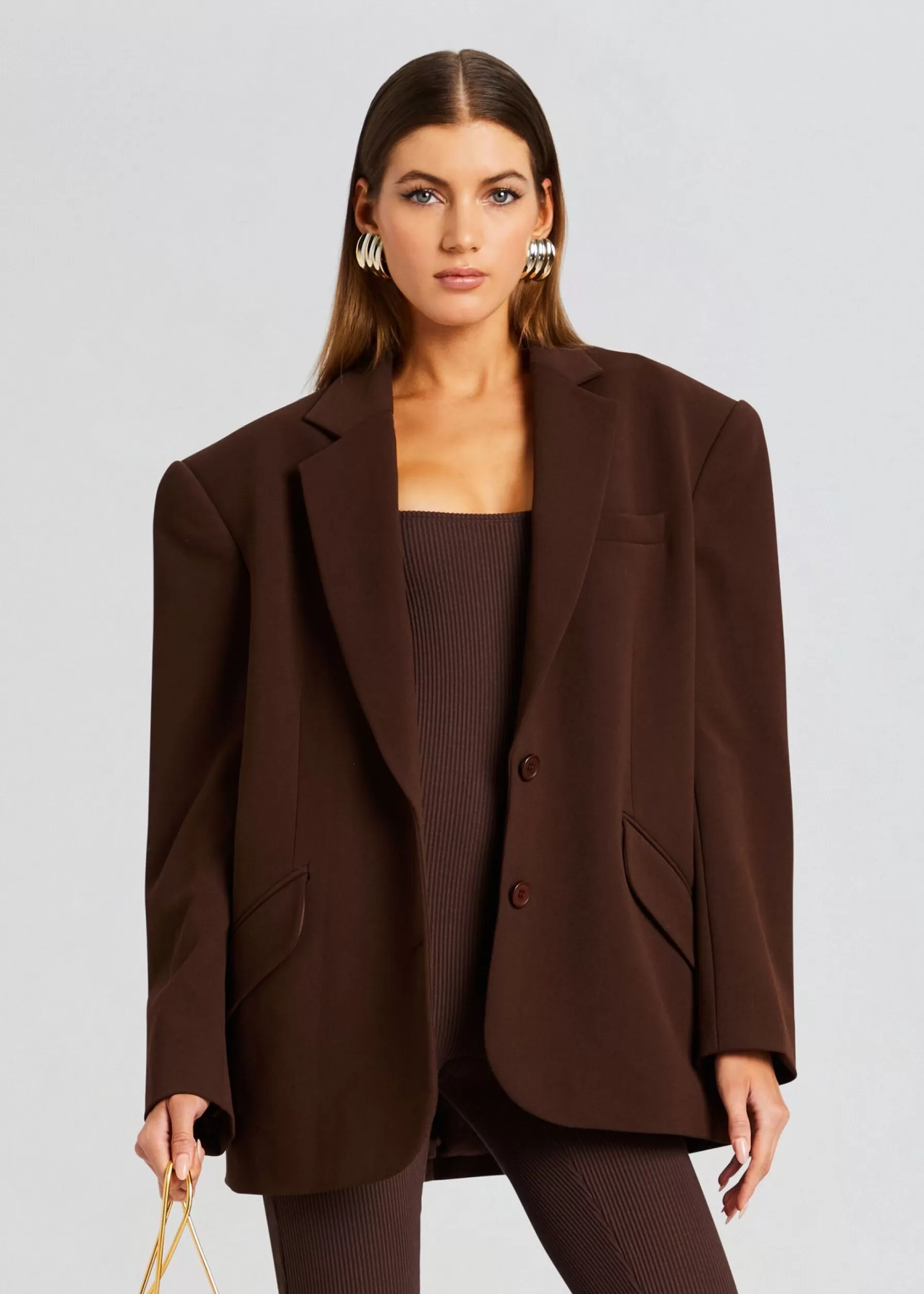 Retrofete The Adel Oversized Dad Blazer Brown Cheap