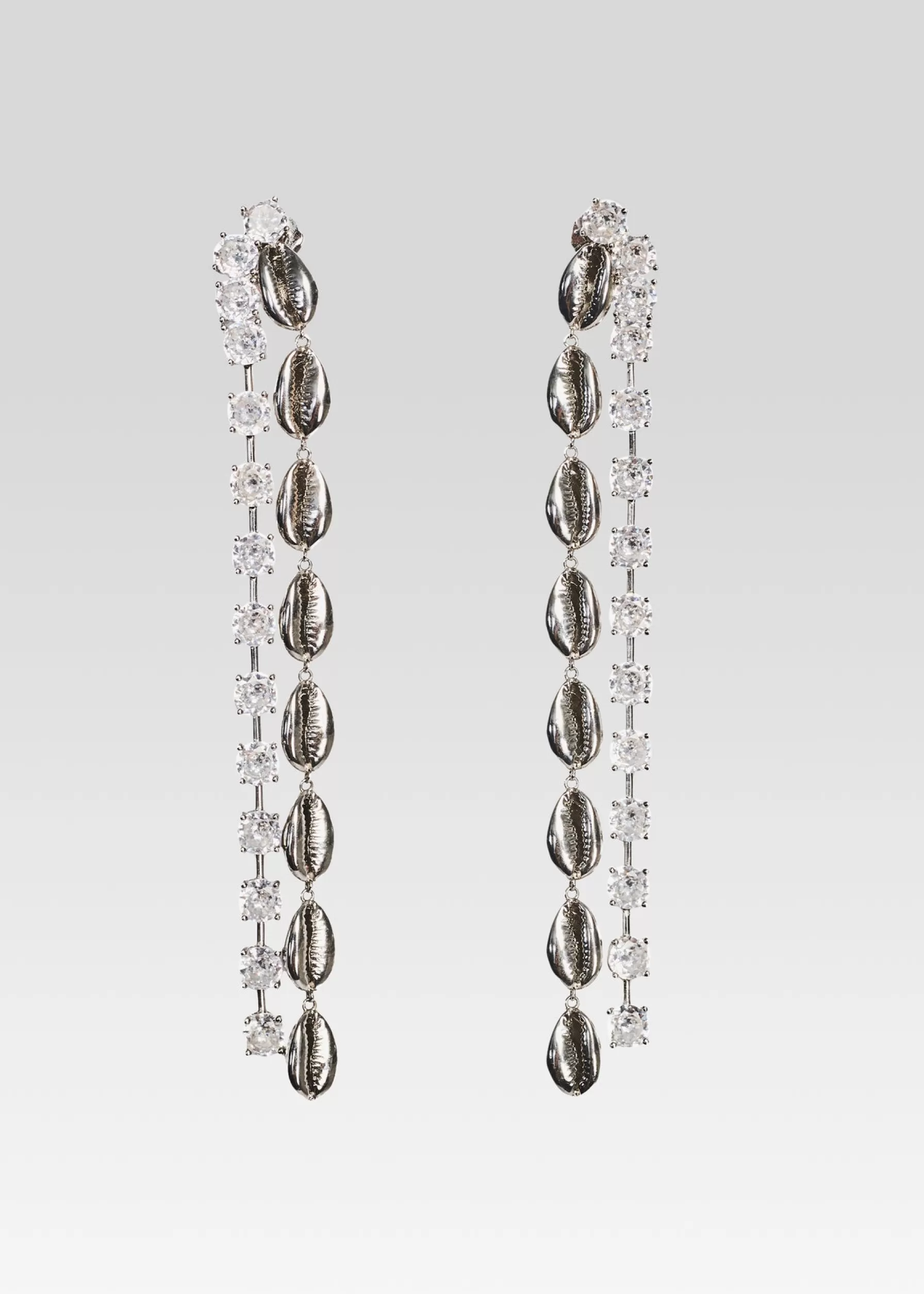 Retrofete Tyde Crystal Shell Drop Earrings Silver Cheap